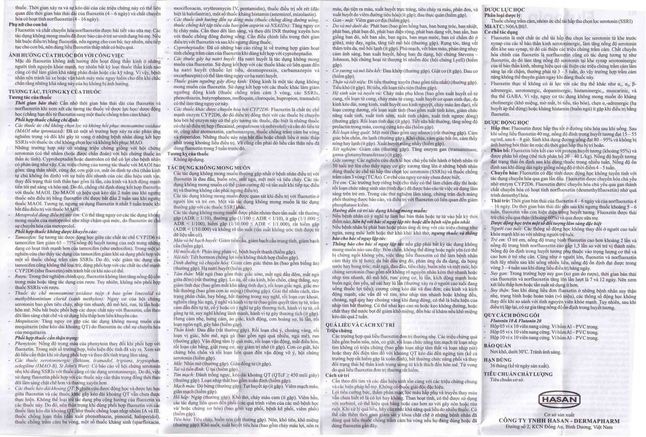 Thuốc Flutonin 20 Hasan điều trị bệnh trầm cảm (5 vỉ x 10 viên)