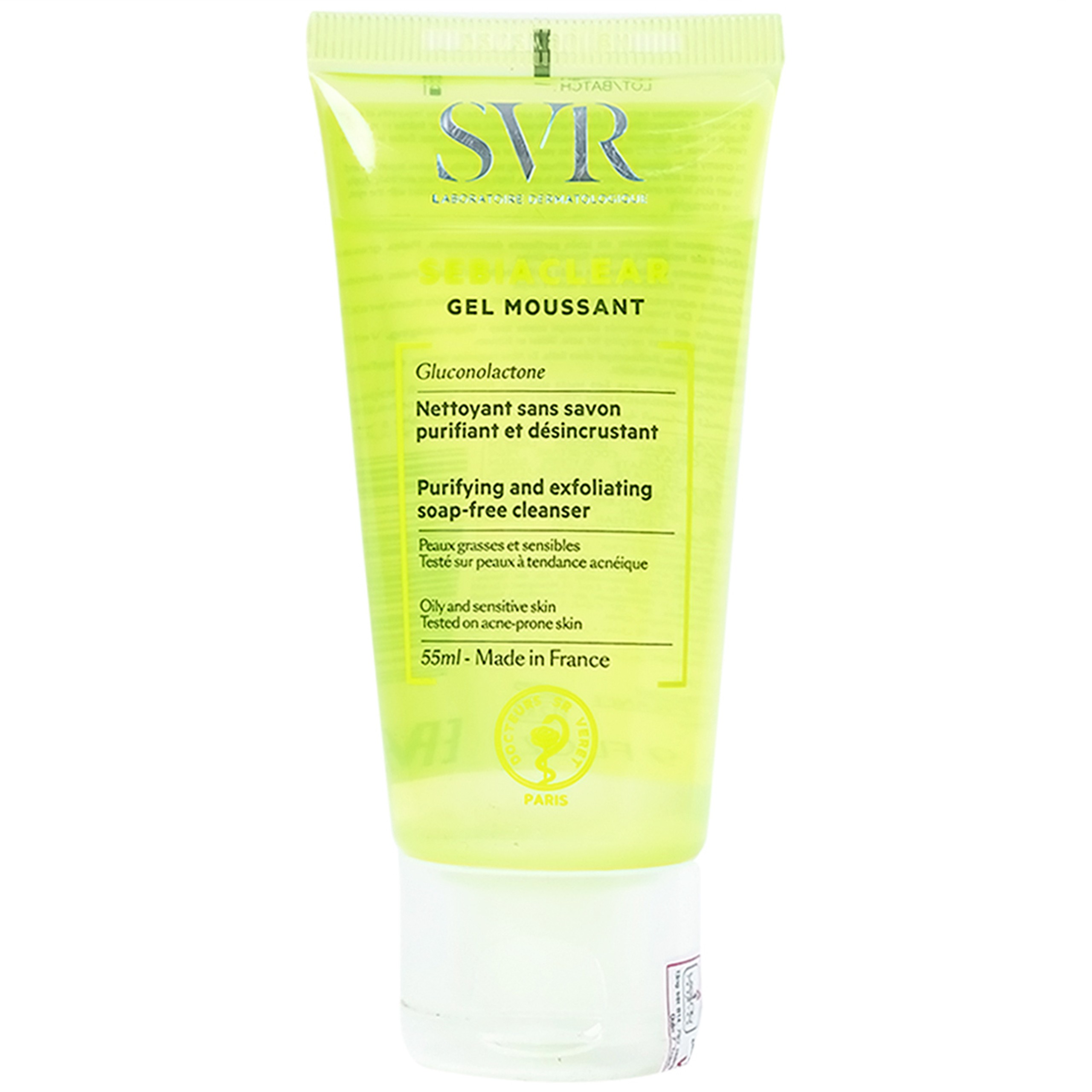 Gel SVR Sebiaclear Gel Moussant làm sạch không chứa xà phòng, loại bỏ tế bào da chết (55ml)