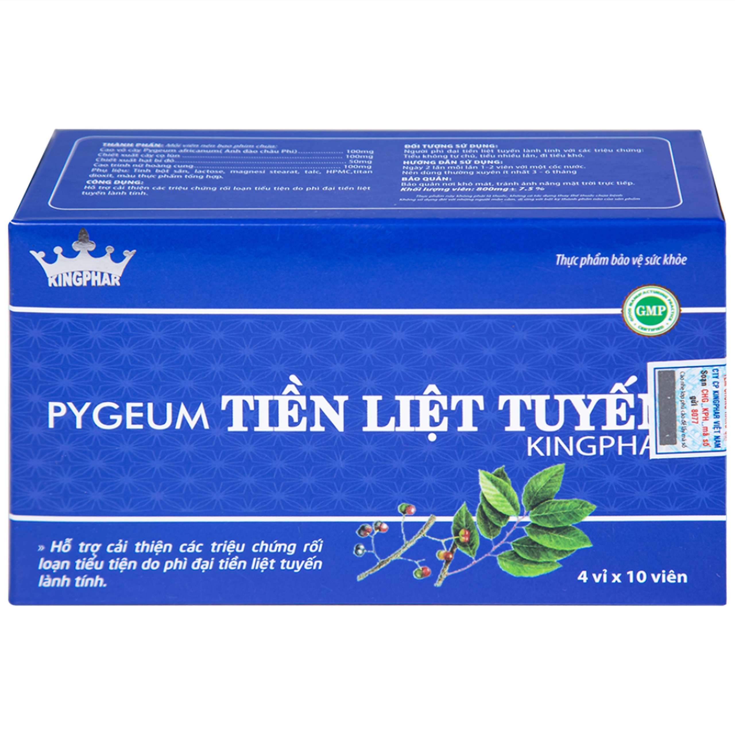 Viên uống hỗ trợ cho người phì đại tiền liệt tuyến Pygeum Tiền Liệt Tuyến Kingphar (4 vỉ x 10 viên)