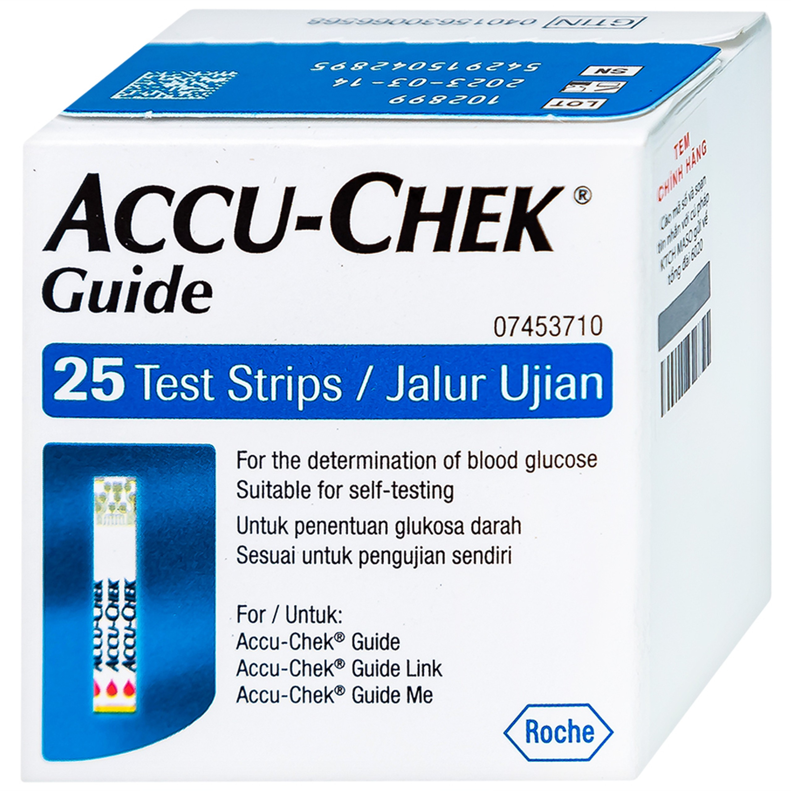 Que thử đường huyết Accu Chek Guide (25 que)