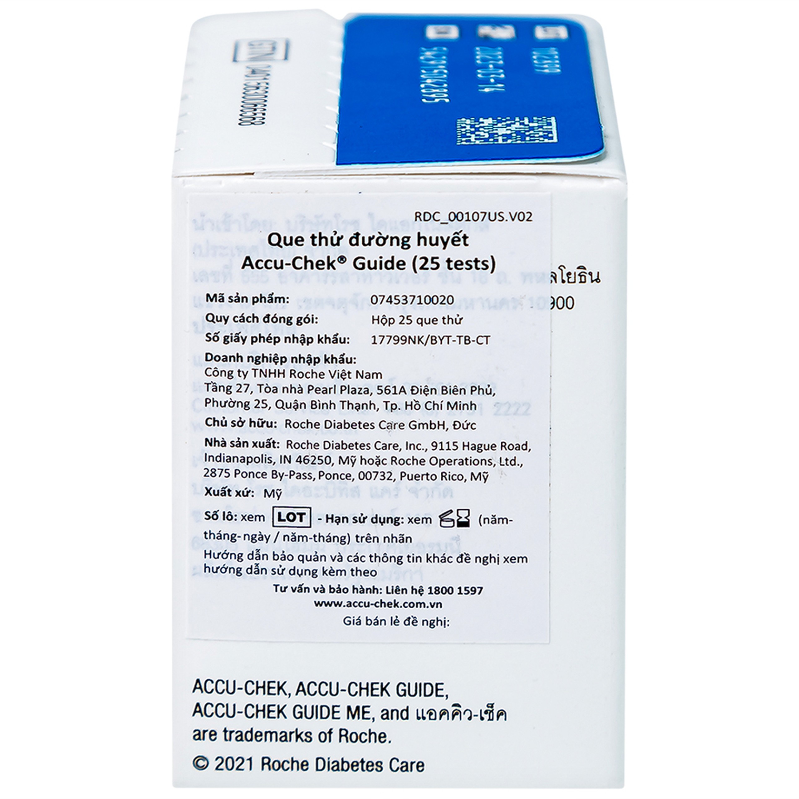 Que thử đường huyết Accu Chek Guide (25 que)