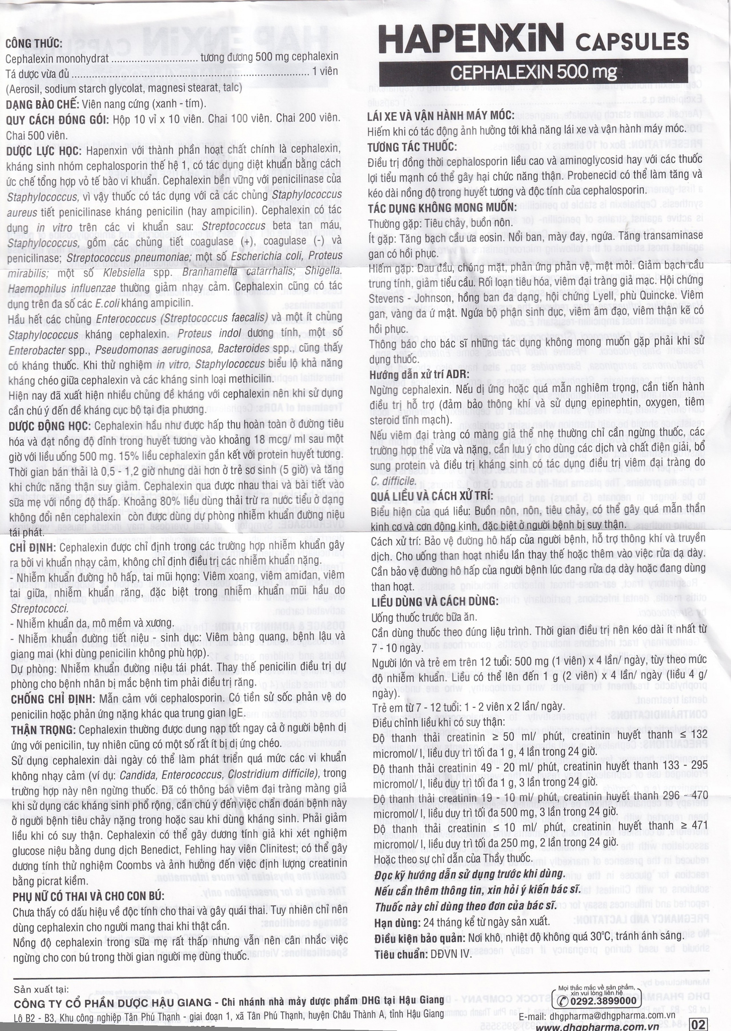 Thuốc Hapenxin Capsules DHG điều trị nhiễm khuẩn (10 vỉ x 10 viên)