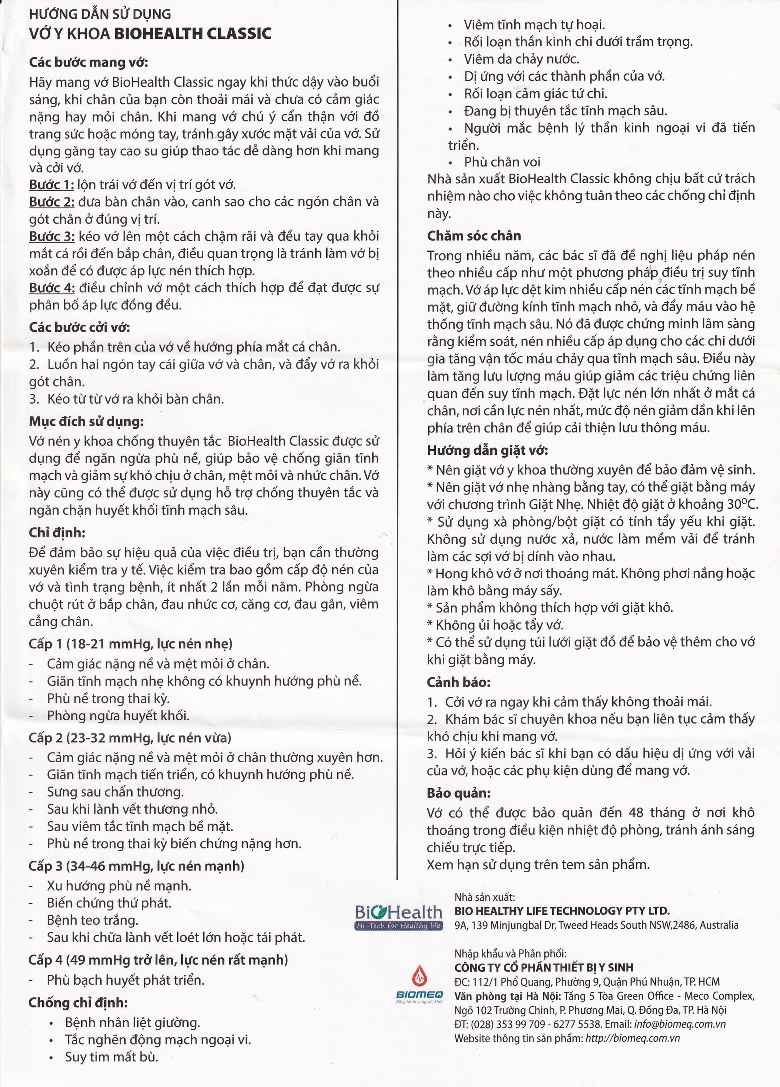 Vớ gối giãn tĩnh mạch Biohealth Classis I size L