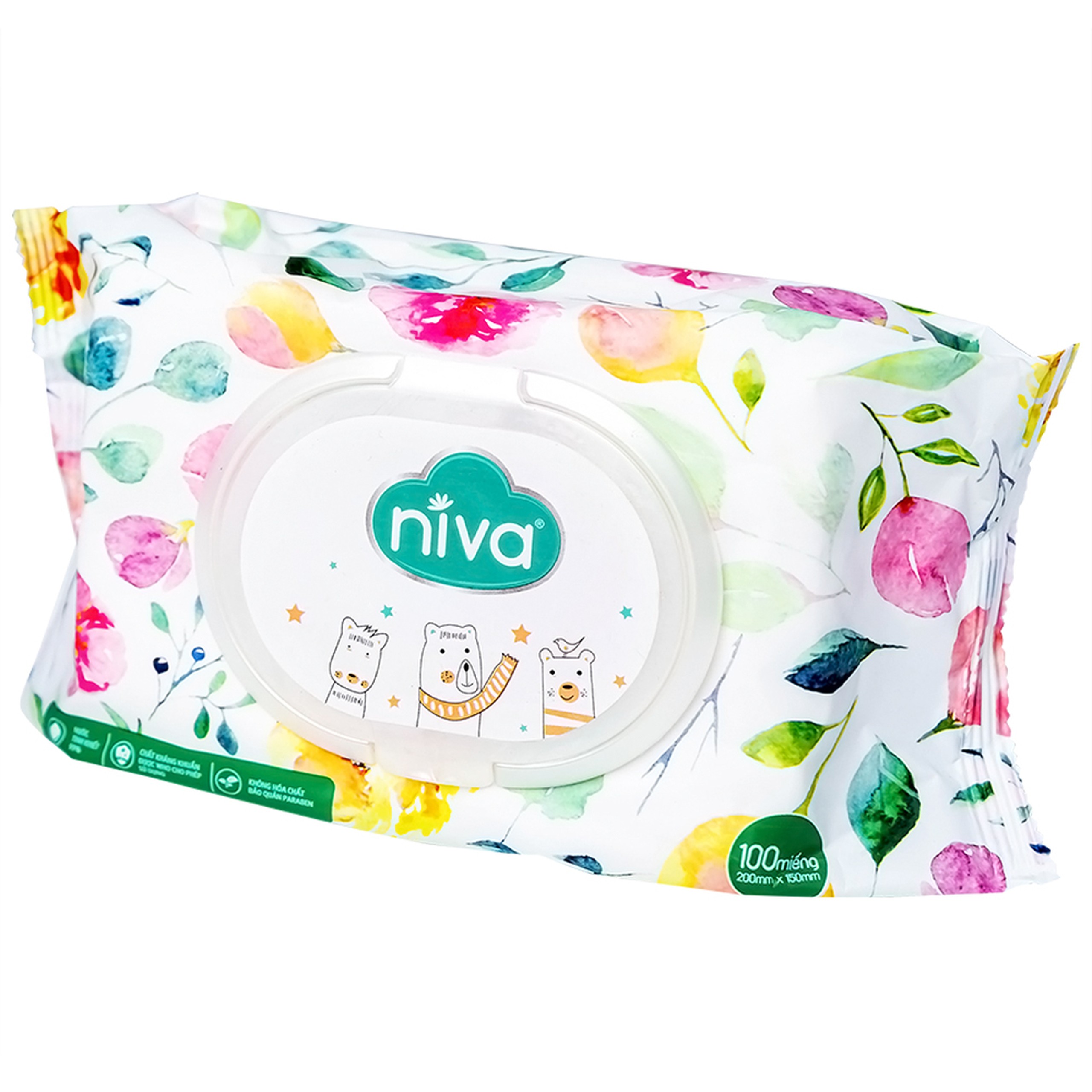 Khăn ướt Niva Baby làm sạch, kháng khuẩn và giữ vệ sinh (100 miếng)