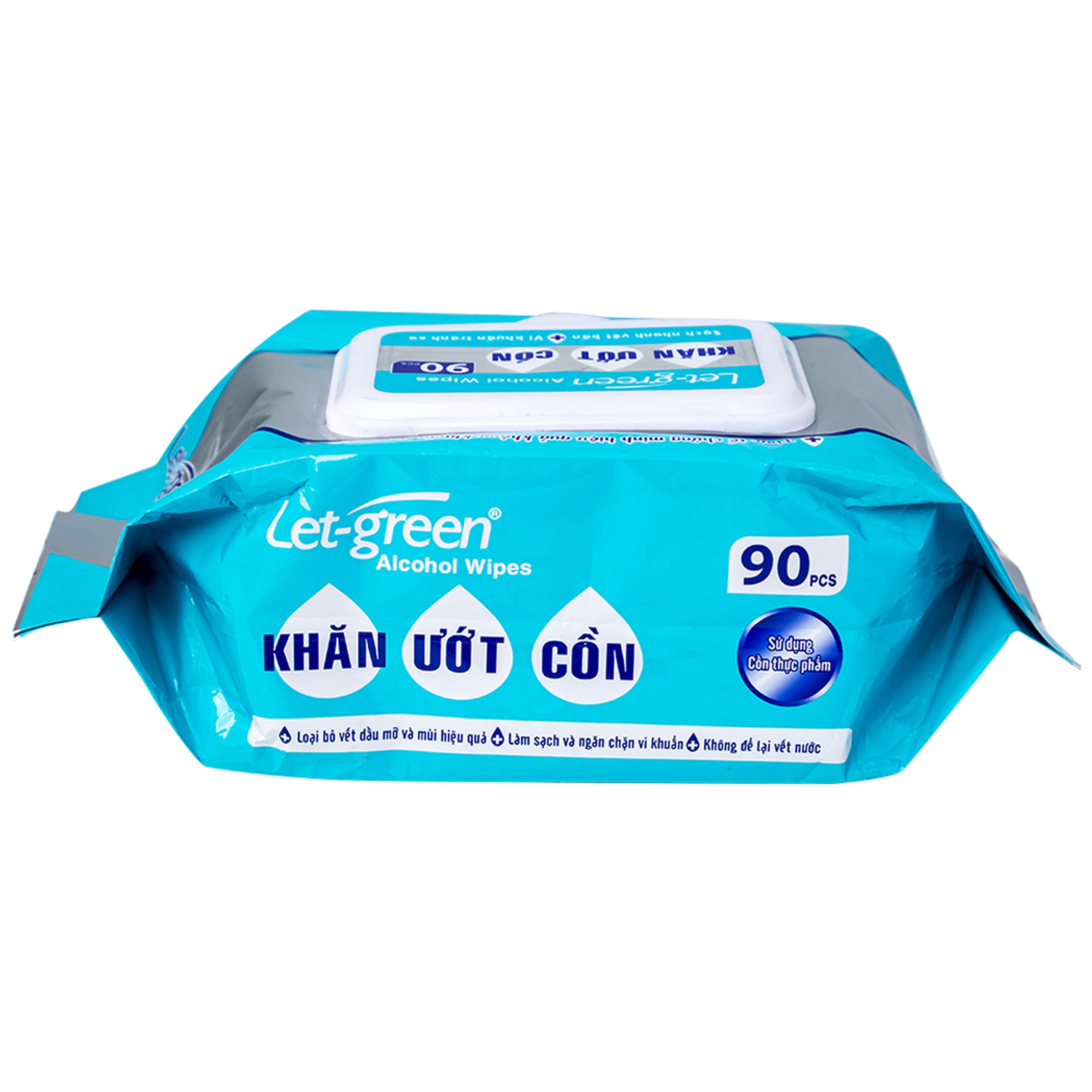 Khăn ướt cồn Let-Green làm sạch, kháng khuẩn và giữ vệ sinh (90 miếng)