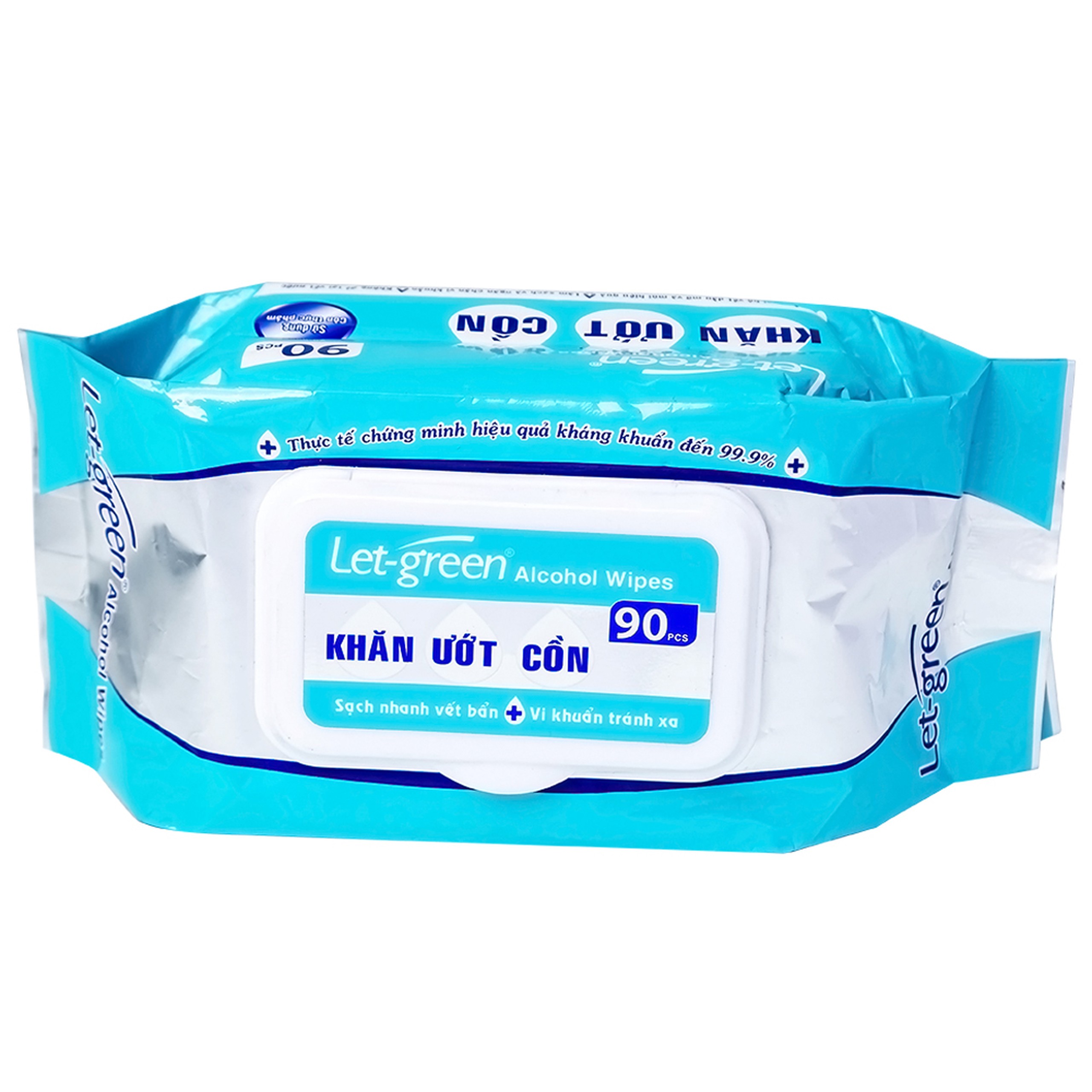 Khăn ướt cồn Let-Green làm sạch, kháng khuẩn và giữ vệ sinh (90 miếng)