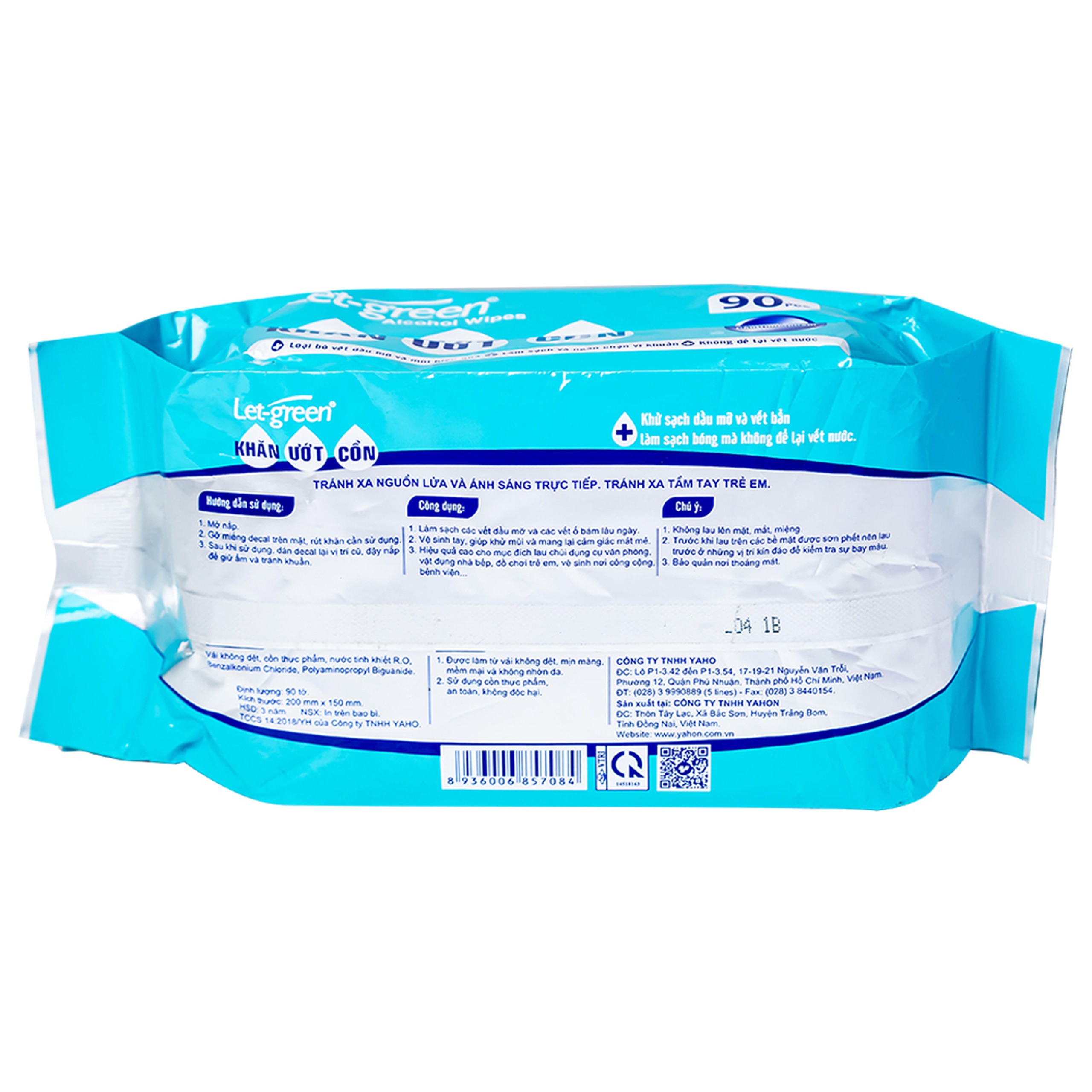 Khăn ướt cồn Let-Green làm sạch, kháng khuẩn và giữ vệ sinh (90 miếng)
