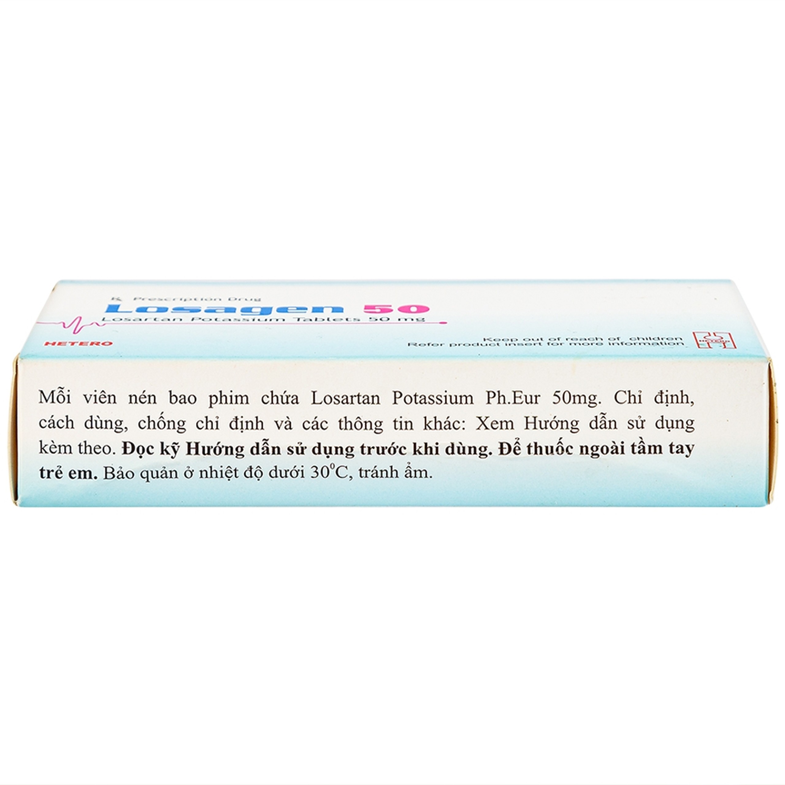 Viên nén Losagen 50 Hetero điều trị tăng huyết áp (3 vỉ x 10 viên)