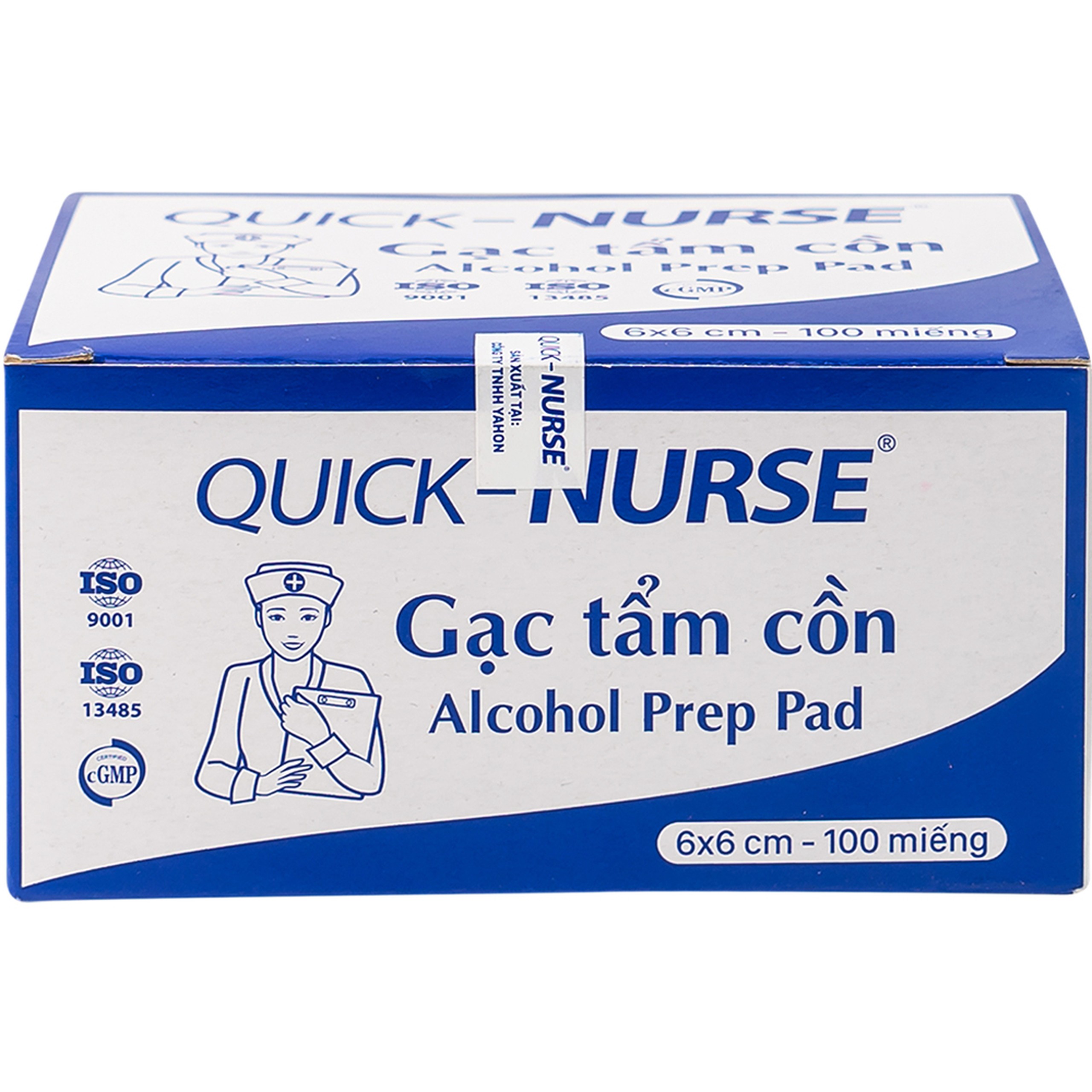 Gạc tẩm cồn 6x6cm Quick Nurse (100 miếng) làm sạch da, ngăn ngừa vi khuẩn