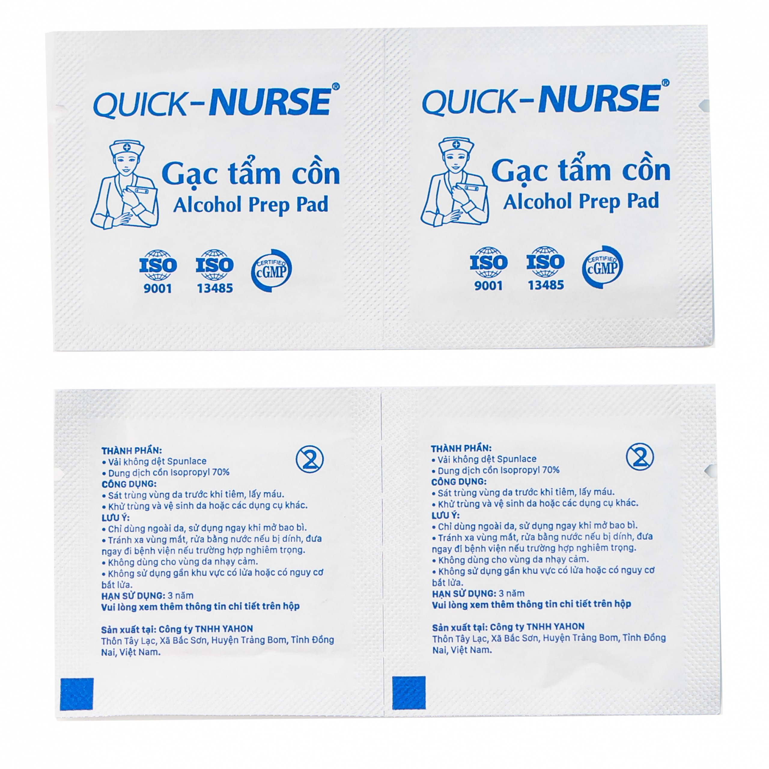 Gạc tẩm cồn 6x3cm Quick Nurse (100 miếng) làm sạch da, ngăn ngừa vi khuẩn