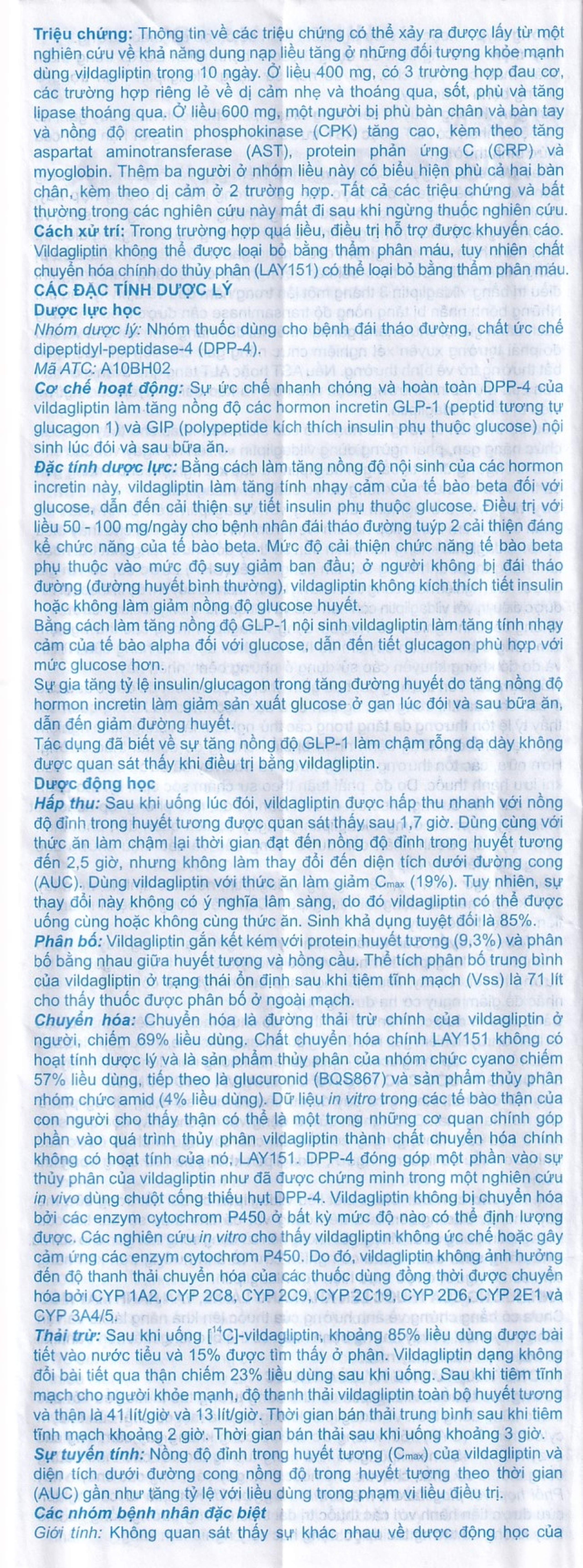Thuốc A.T Vildagliptin 50mg An Thiên điều trị đái tháo đường típ 2 (3 vỉ x 10 viên)