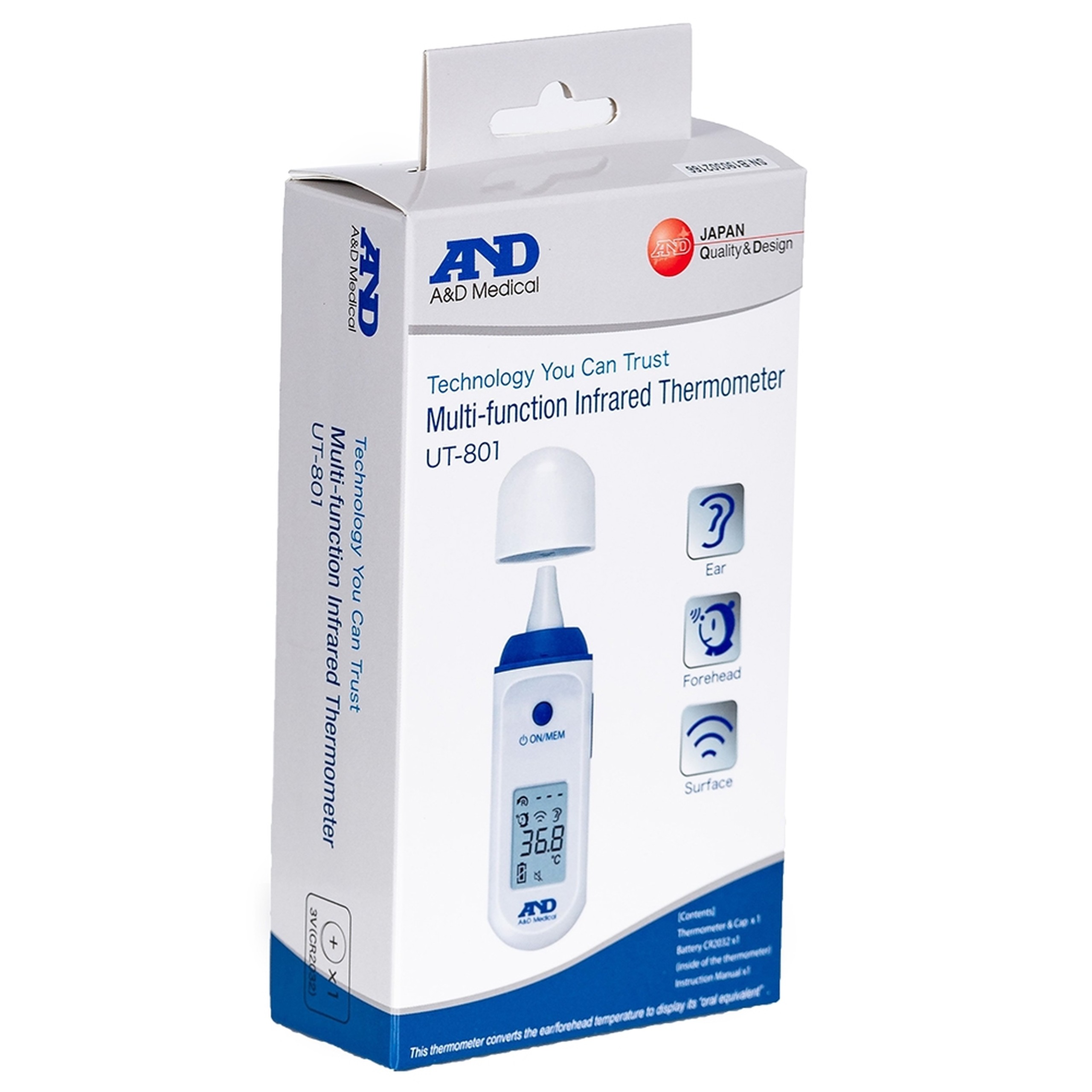 Nhiệt kế hồng ngoại đo tai trán AND UT-801