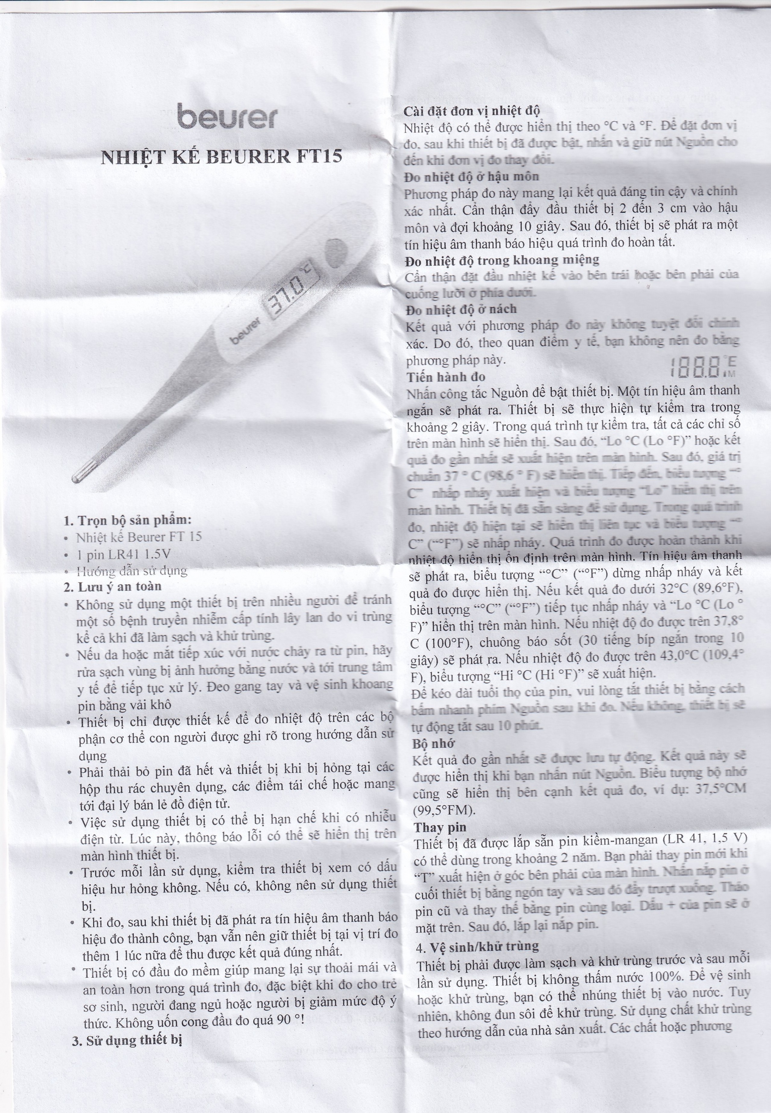 Nhiệt kế đầu mềm Beurer FT15