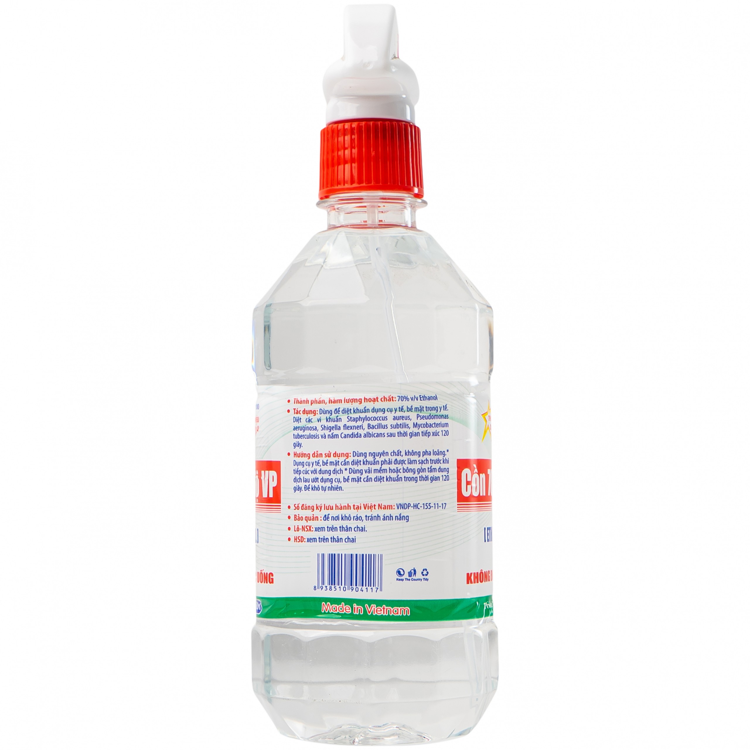 Cồn 70 độ Vĩnh Phúc 500ml (có vòi xịt) dùng sát trùng da và tiệt trùng dụng cụ y tế