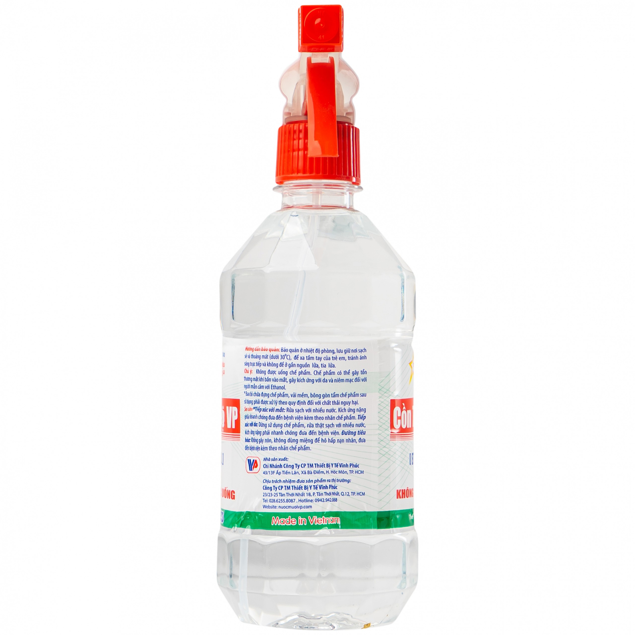 Cồn 70 độ Vĩnh Phúc 500ml (có vòi xịt) dùng sát trùng da và tiệt trùng dụng cụ y tế