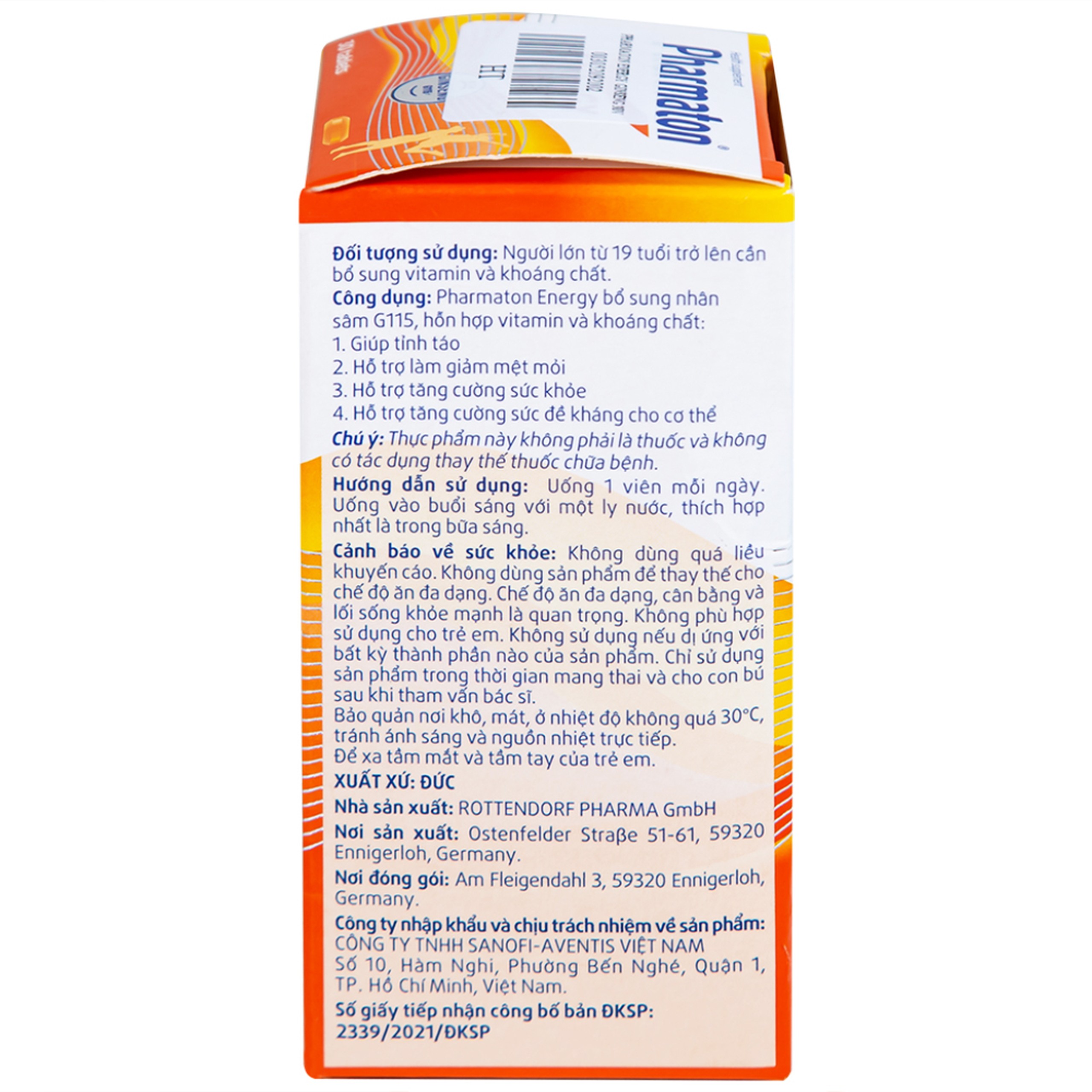Viên uống Pharmaton Energy hỗn hợp vitamin và khoáng chất giúp tỉnh táo, hỗ trợ giảm mệt mỏi (30 viên)