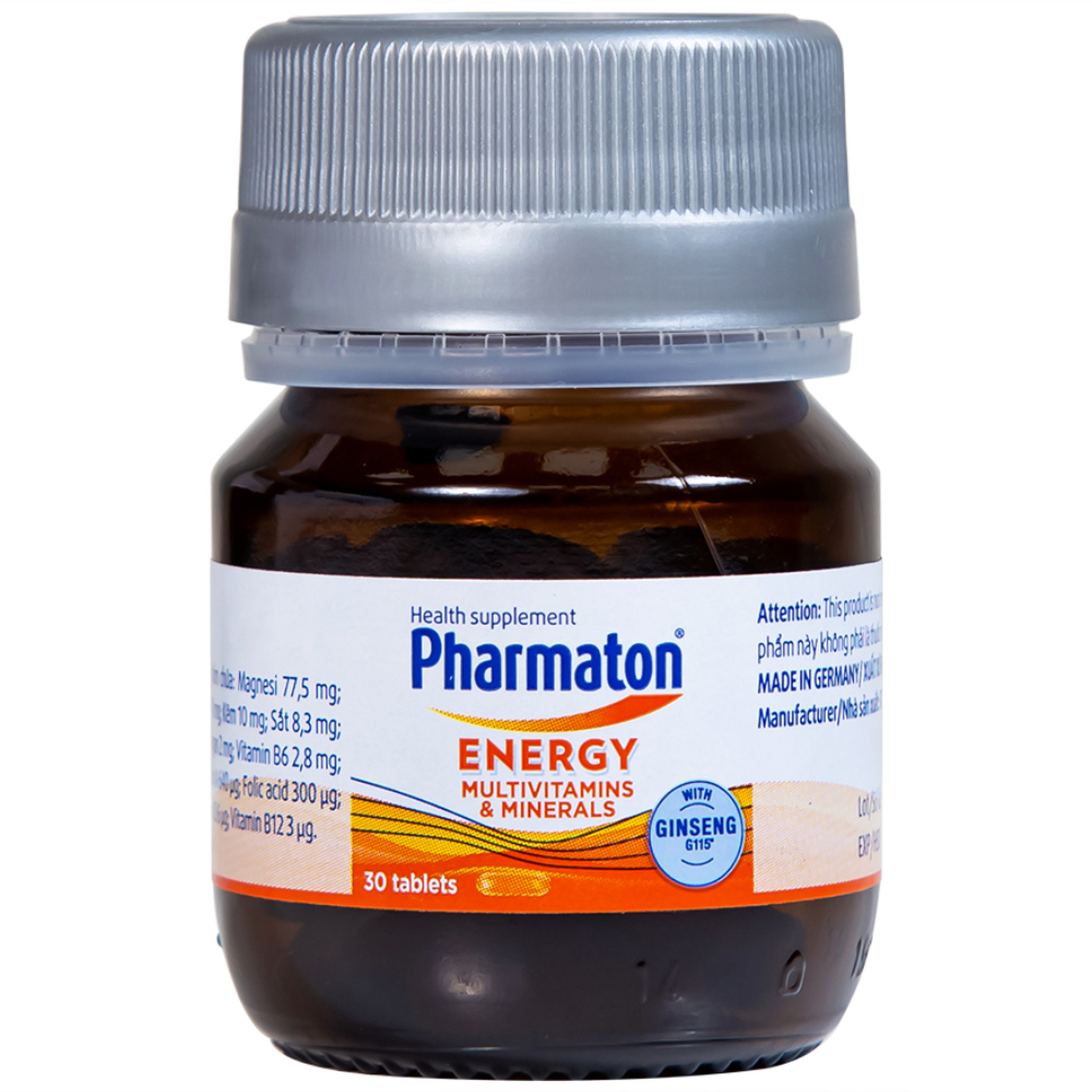 Viên uống Pharmaton Energy hỗn hợp vitamin và khoáng chất giúp tỉnh táo, hỗ trợ giảm mệt mỏi (30 viên)