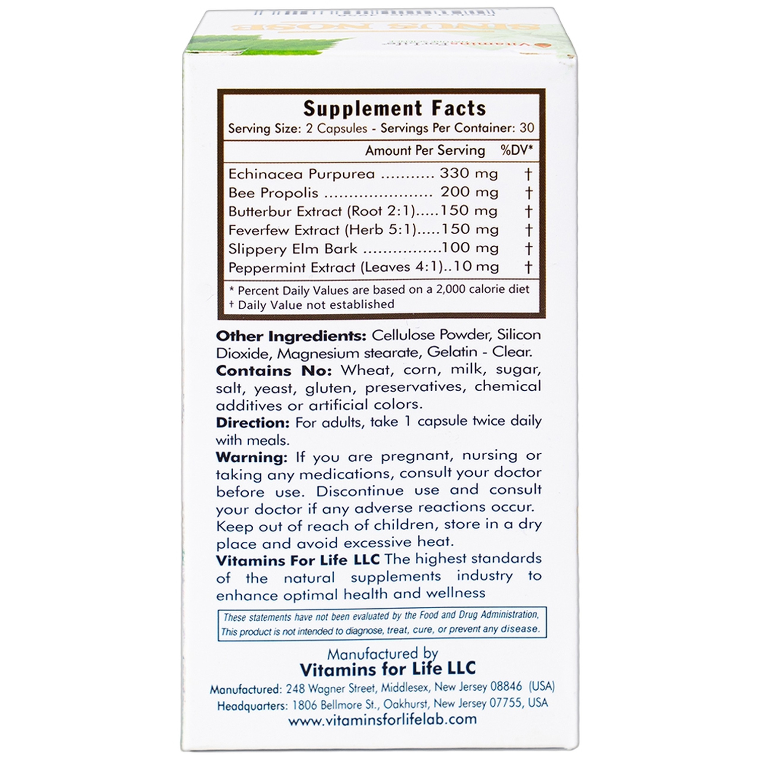 Viên uống Sinus Nose Vitamins For Life hỗ trợ tăng cường sức khỏe đường hô hấp (60 viên)