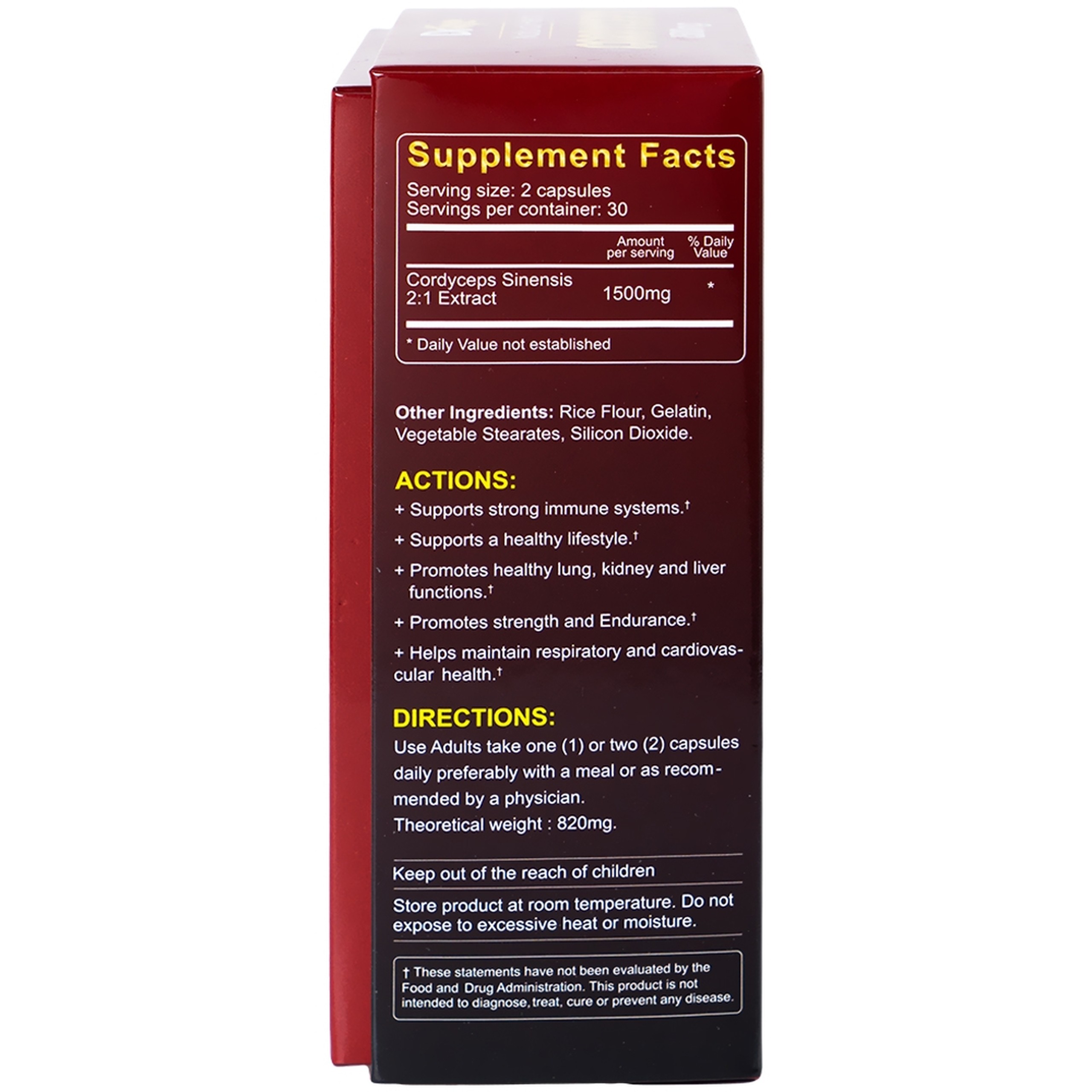 Viên uống Đông Trùng Hạ Thảo tăng cường sức đề kháng, giảm mệt mỏi DrLife Cordyceps 1500mg (60 viên)