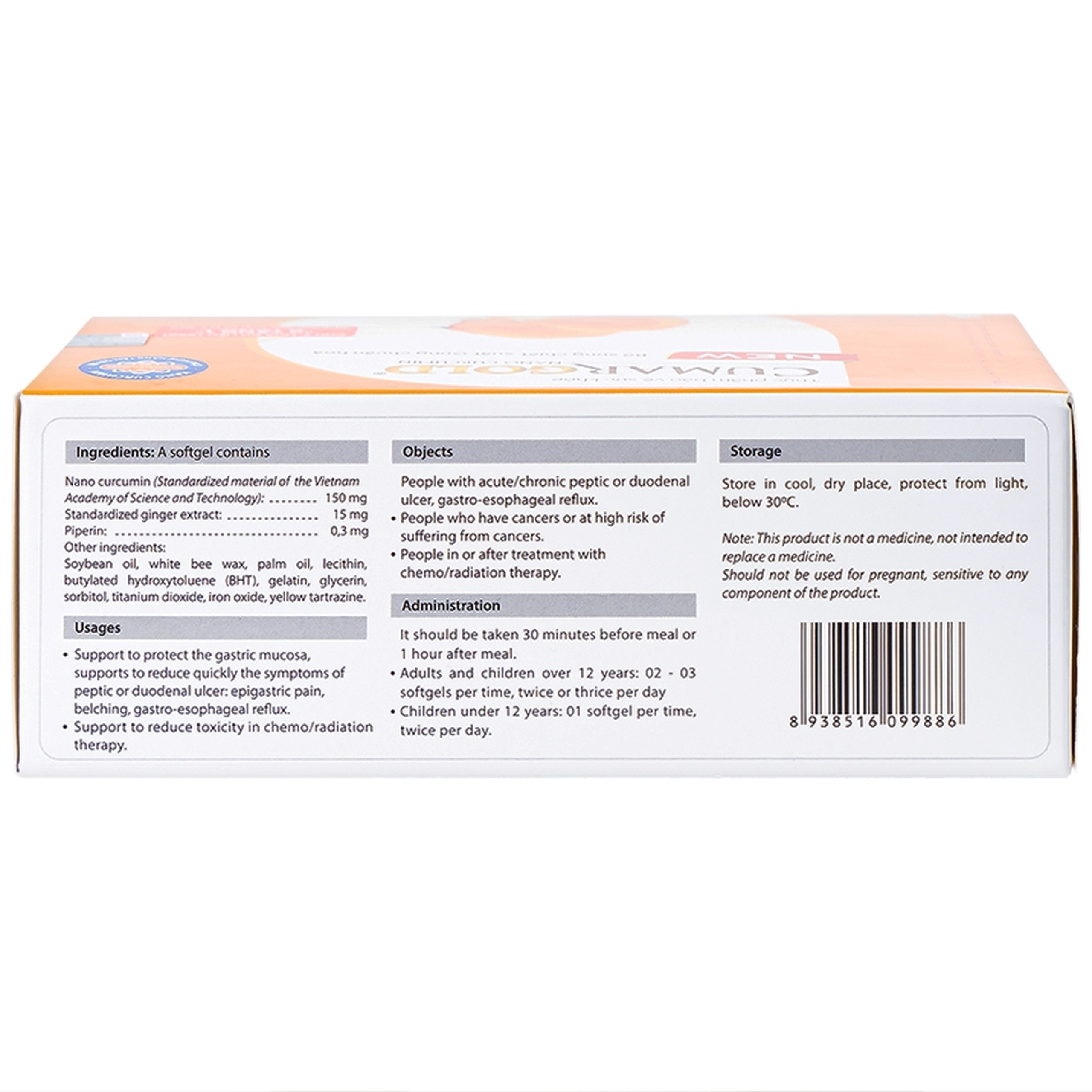 Viên hỗ trợ bảo vệ niêm mạc dạ dày CumarGold Nano Curcumin New CVI (4 vỉ x 10 viên)