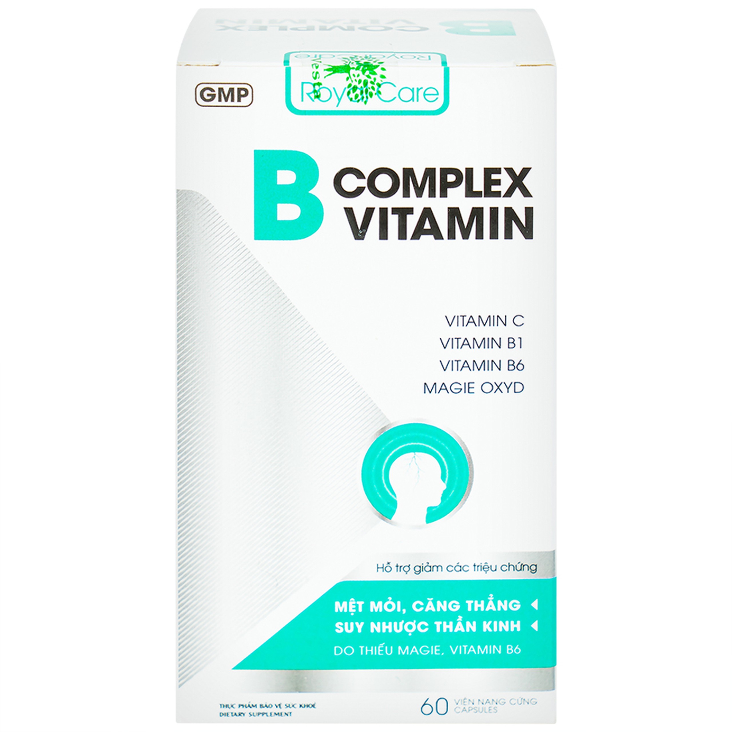 Viên uống giúp giảm mệt mỏi, căng thẳng do thiếu Magie, B6 B Complex Vitamin Royal Care (60 viên)