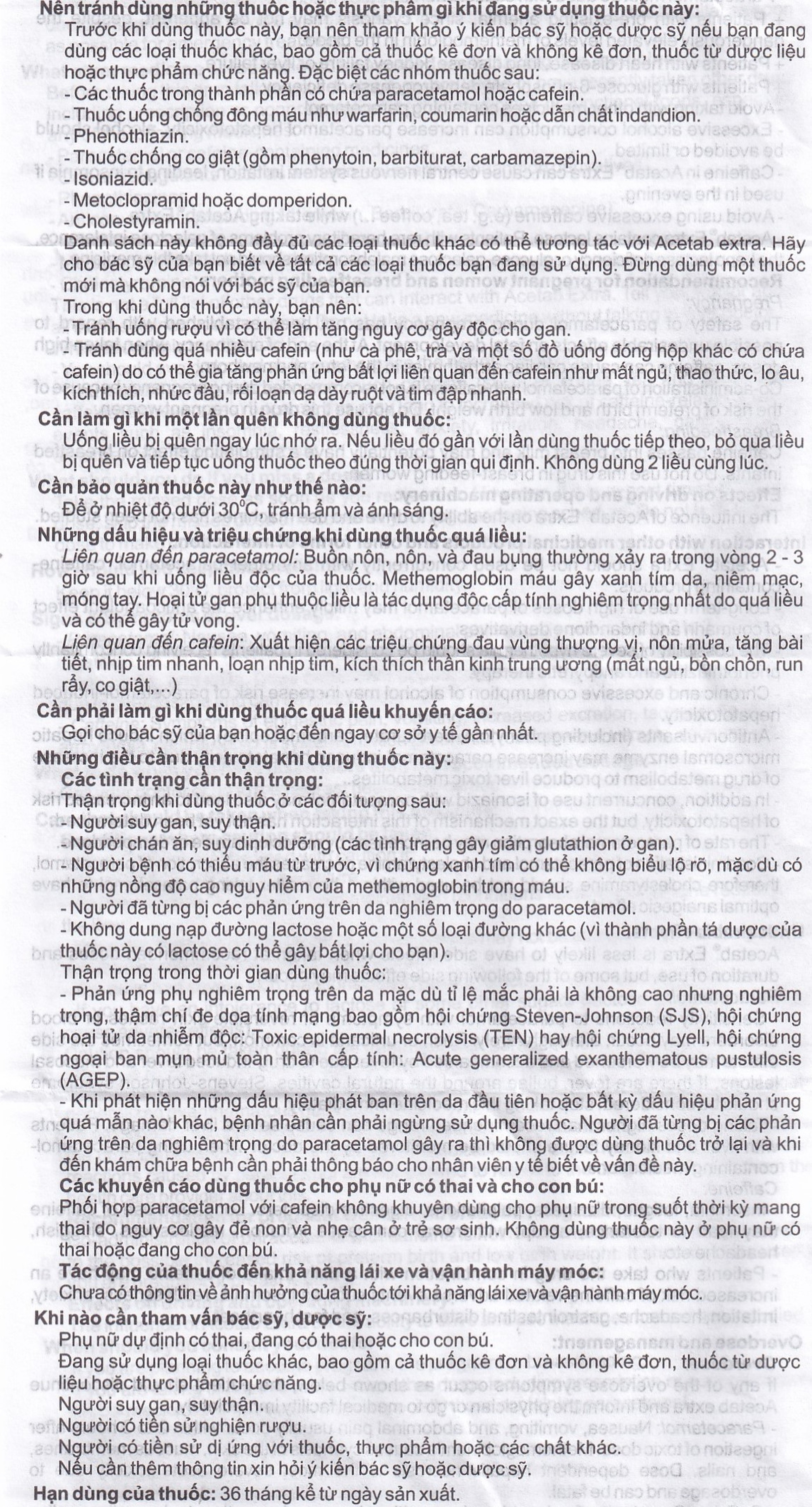 Thuốc Acetab Extra Agimexpharm điều trị triệu chứng cảm cúm (10 vỉ x 10 viên)