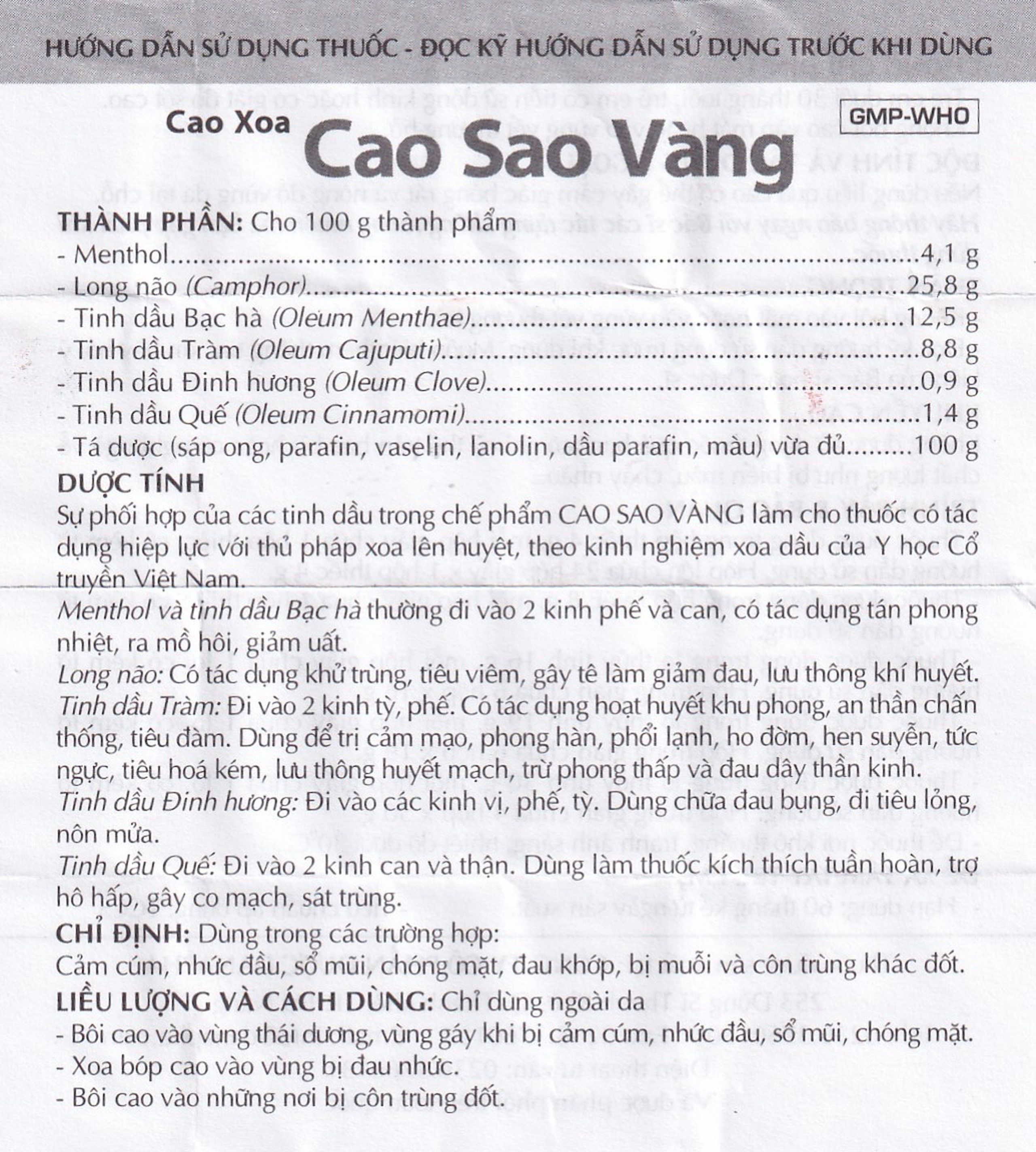 Cao Sao Vàng Danapha điều trị cảm cúm, nhức đầu (16g)