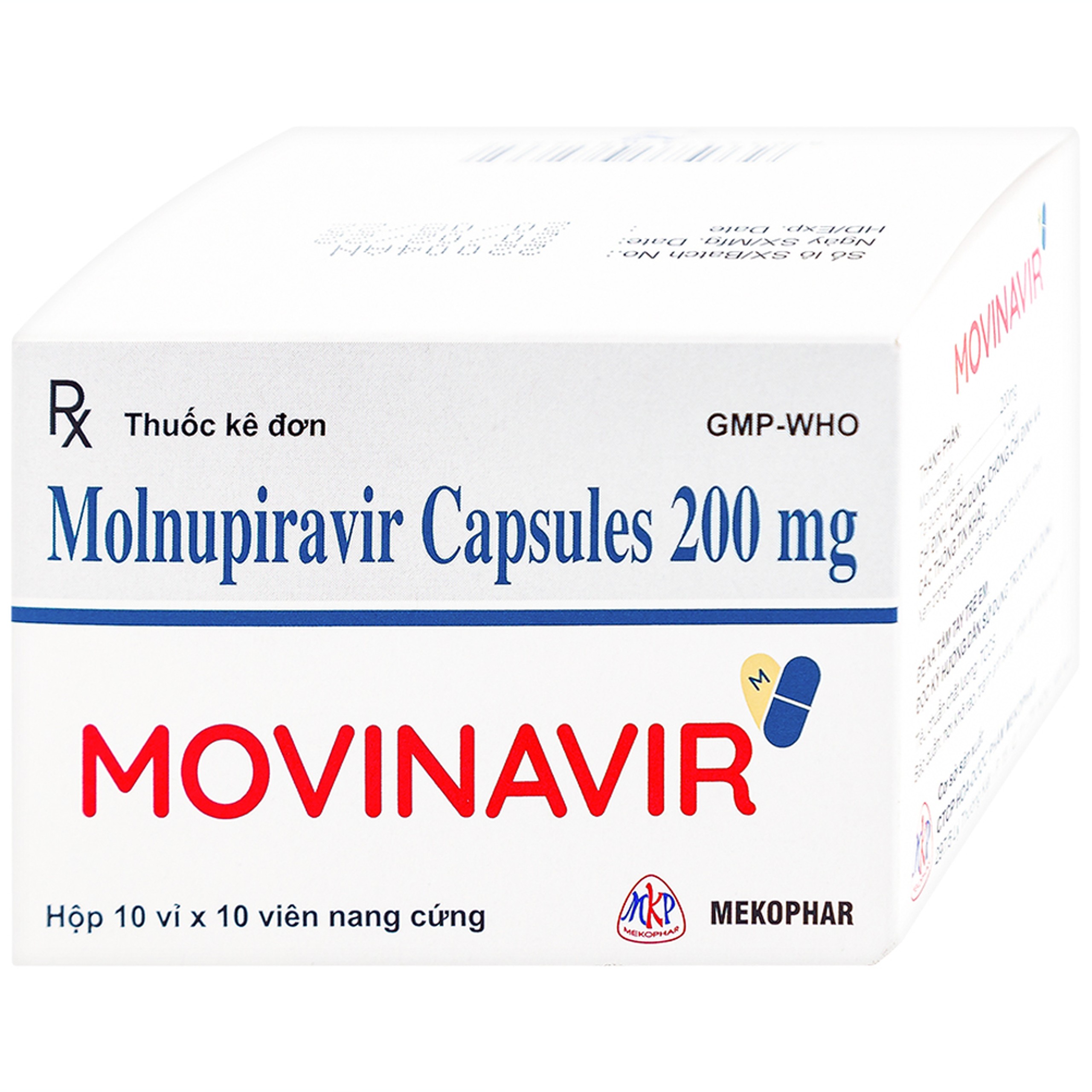 Thuốc Movinavir 200mg Mekophar điều trị Covid-19 mức độ nhẹ đến trung bình (10 vỉ x 10 viên)