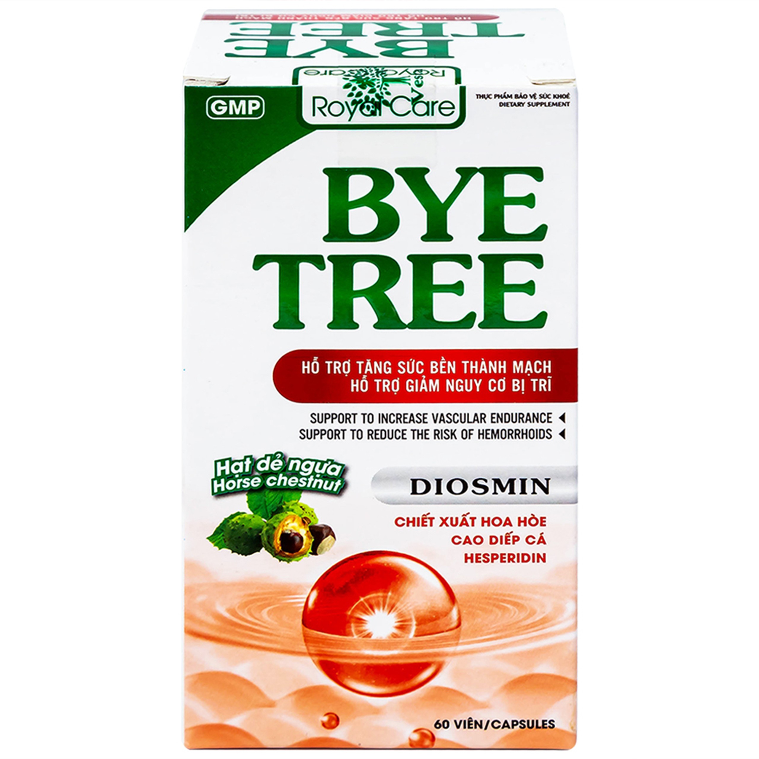 Viên uống Bye Tree Royal Care hỗ trợ tăng sức bền thành mạch, giảm nguy cơ bị trĩ (60 viên)