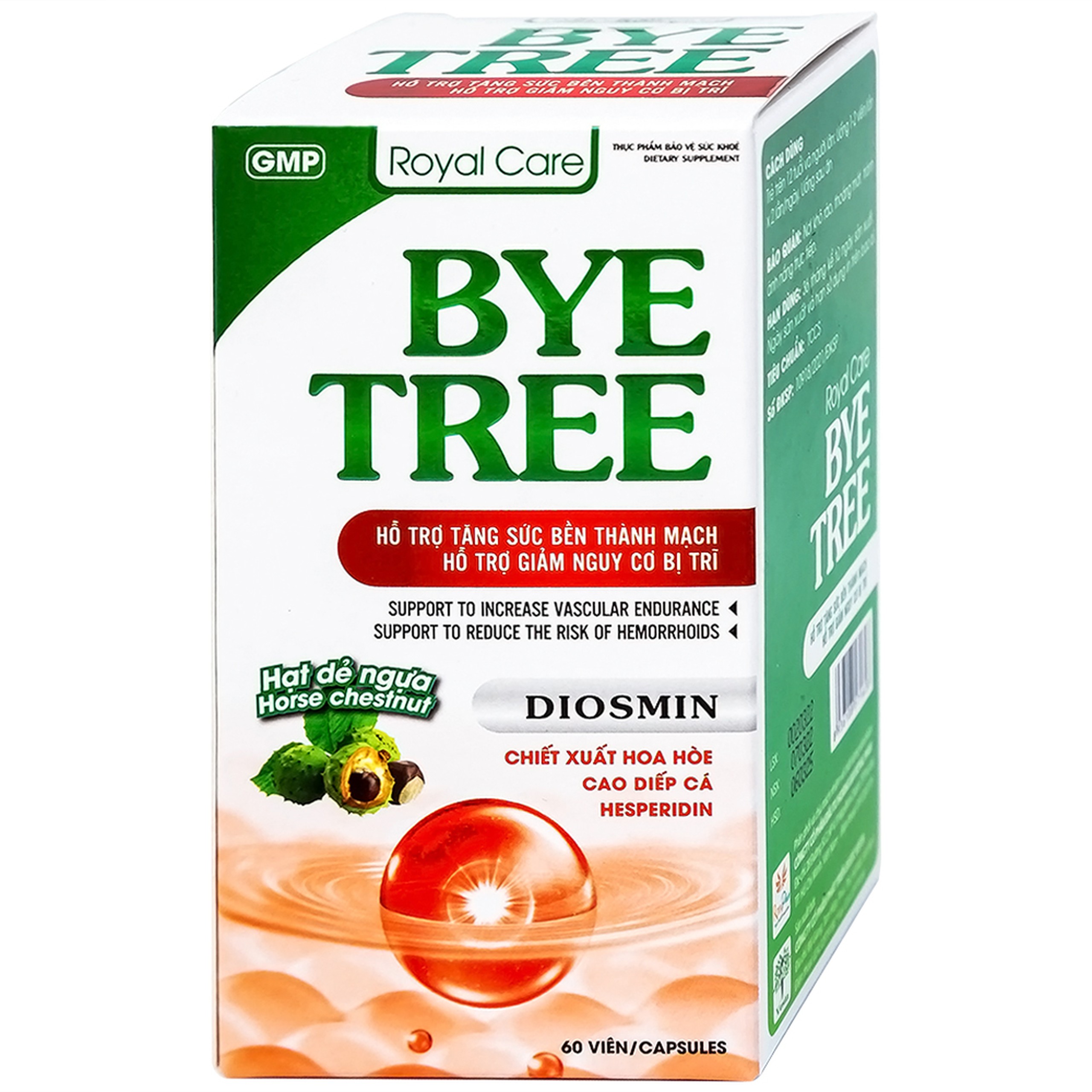 Viên uống Bye Tree Royal Care hỗ trợ tăng sức bền thành mạch, giảm nguy cơ bị trĩ (60 viên)