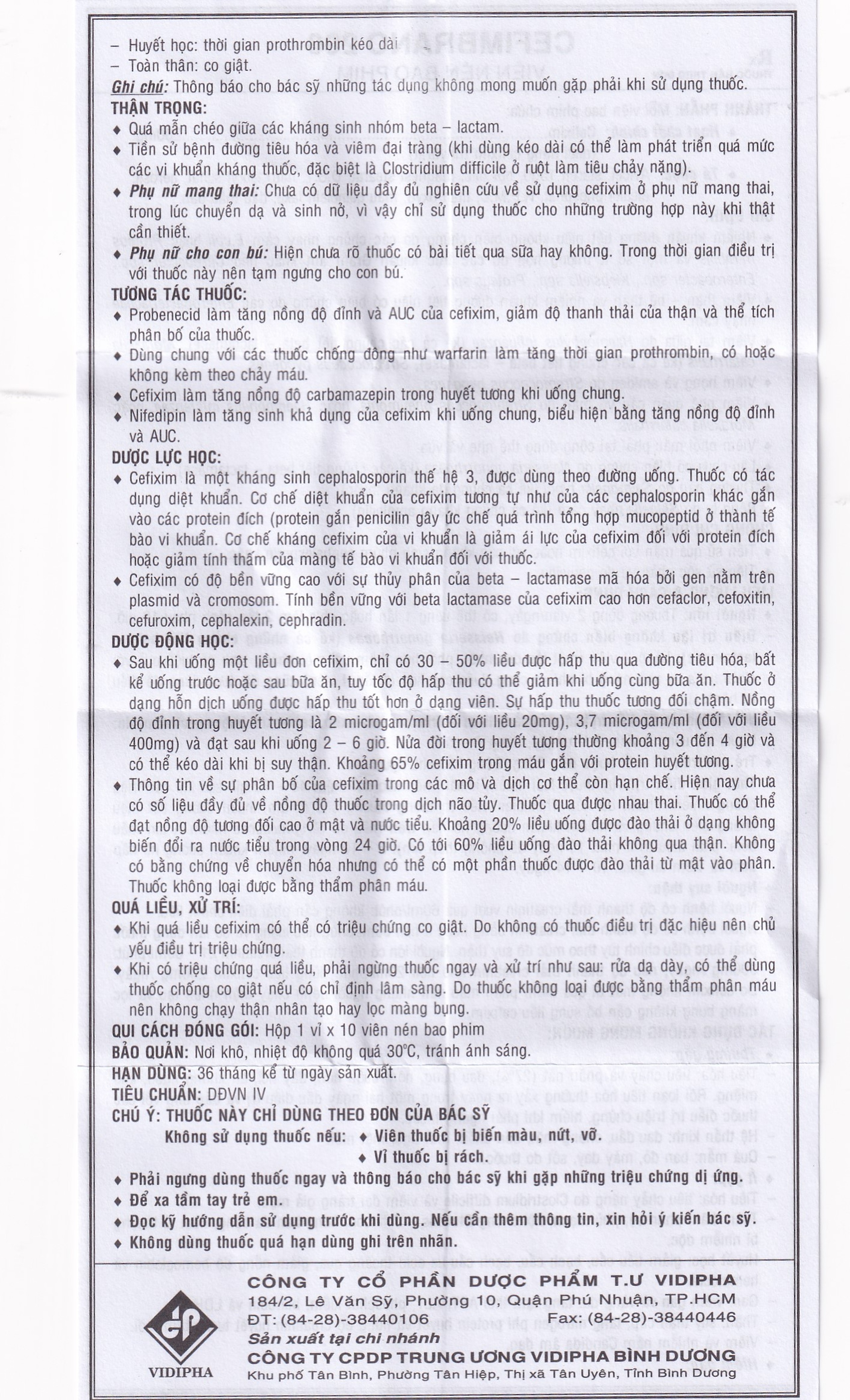 Thuốc Cefimbrano 200mg Vidipha điều trị nhiễm khuẩn (1 vỉ x 10 viên)