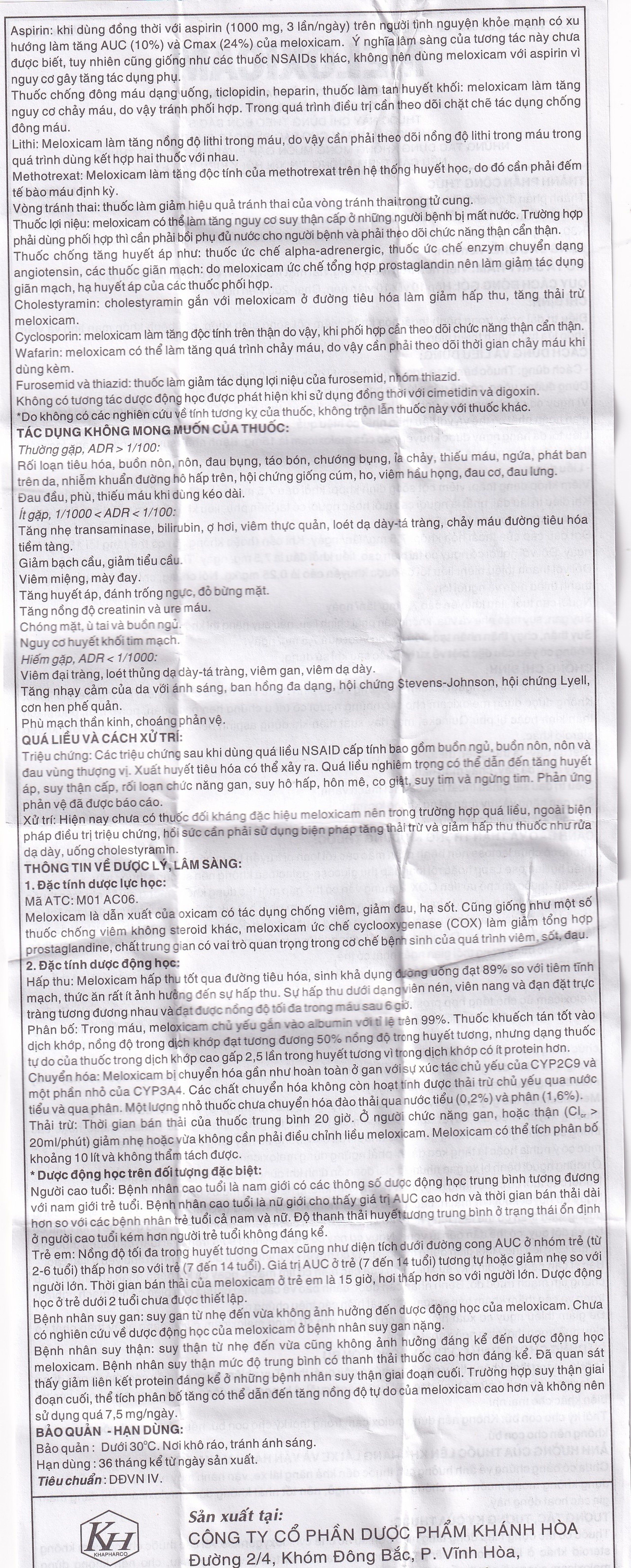 Viên nén Meloxicam 7.5mg Khapharco điều trị thoái hóa khớp, viêm cột sống dính khớp (200 viên)