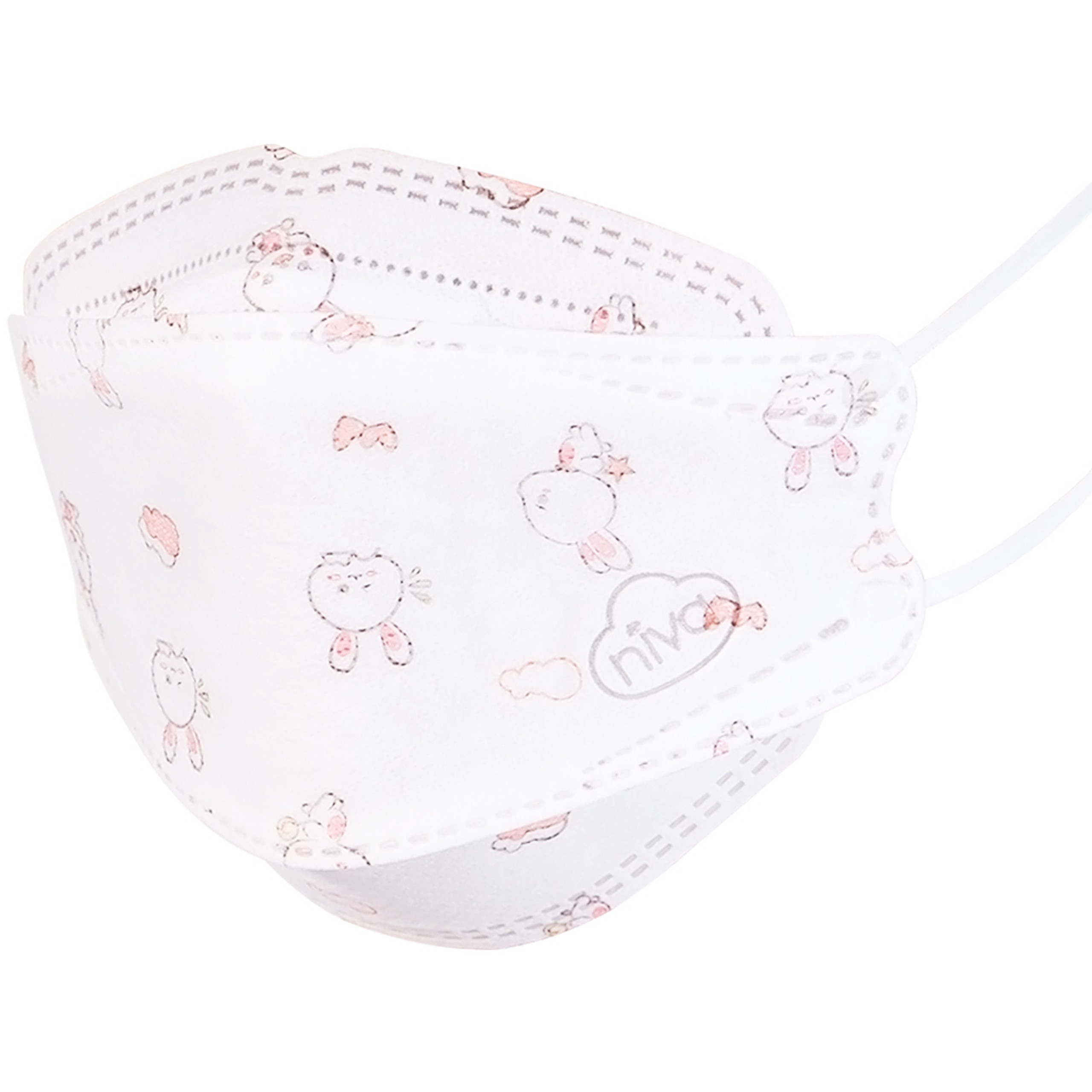 Khẩu trang trẻ em 4 lớp Niva 4D Kids (25 cái) thoáng khí, ngăn chặn vi khuẩn, giọt bắn