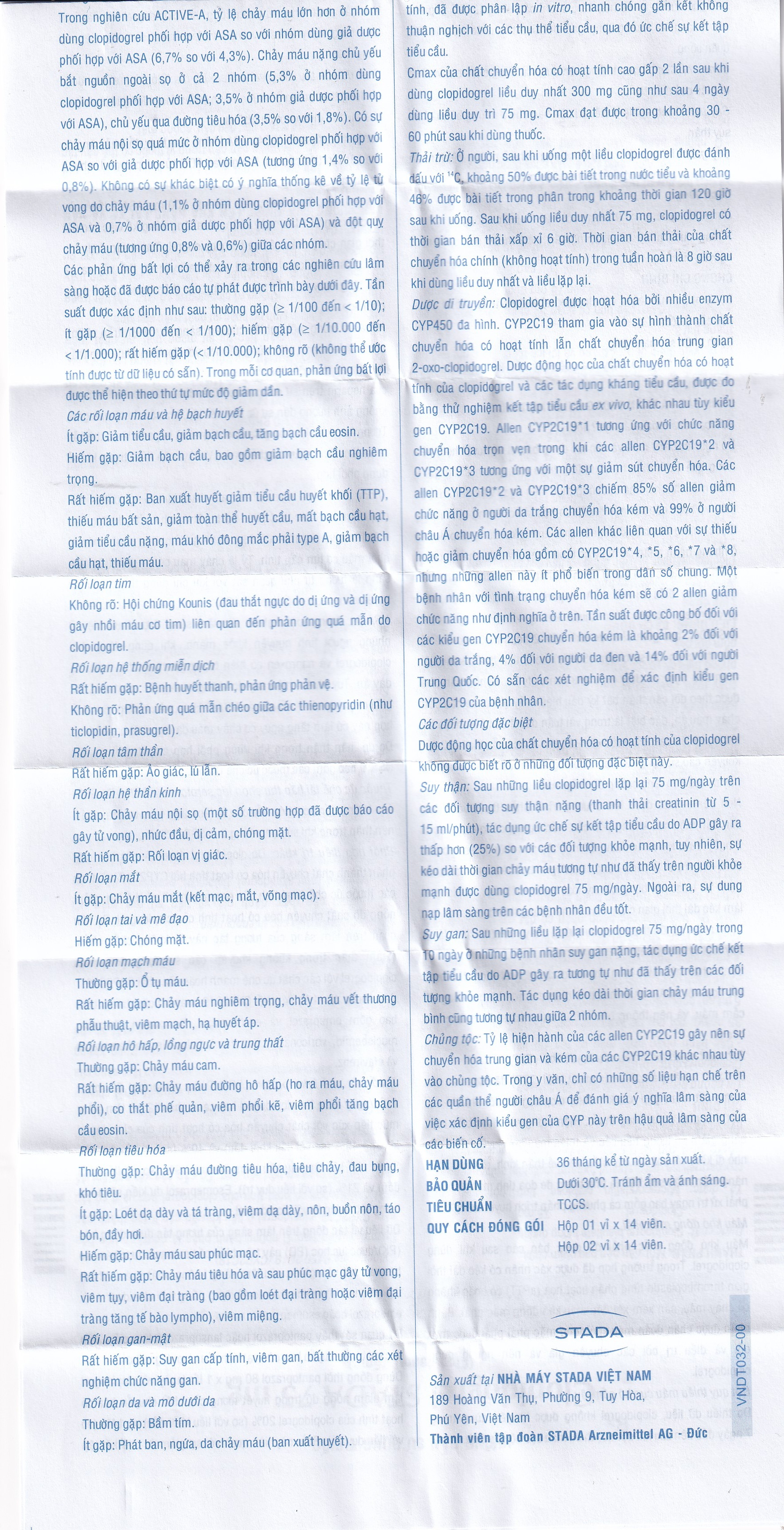 Thuốc Clopidogrel Stada 75mg dự phòng biến cố do huyết khối động mạch (2 vỉ x 14 viên)