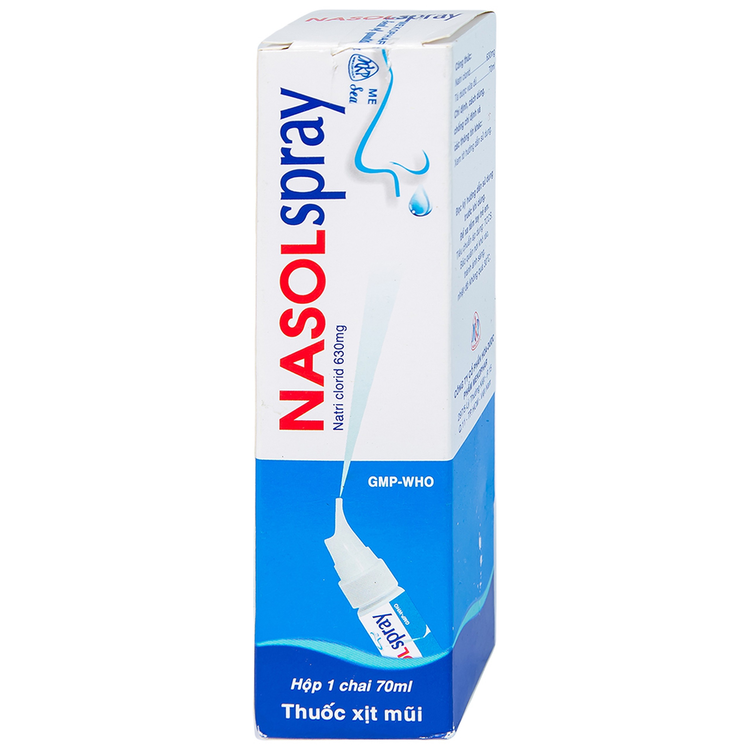 Thuốc xịt mũi Nasolspray Mekophar làm sạch và thông mũi, họng (70ml)