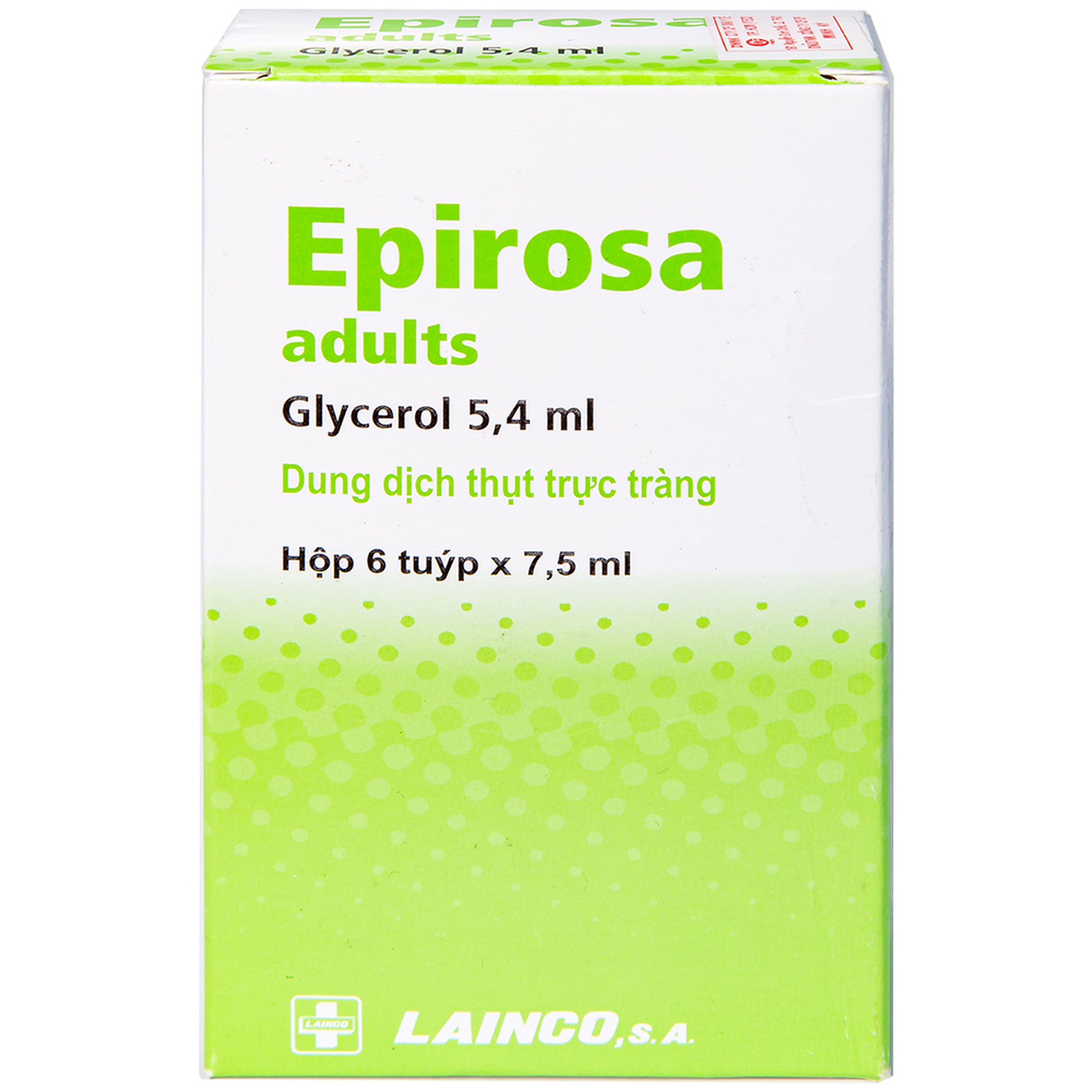 Dung dịch thụt trực tràng Epirosa Adults Lainco giảm triệu chứng táo bón (6 tuýp x 7.5ml)