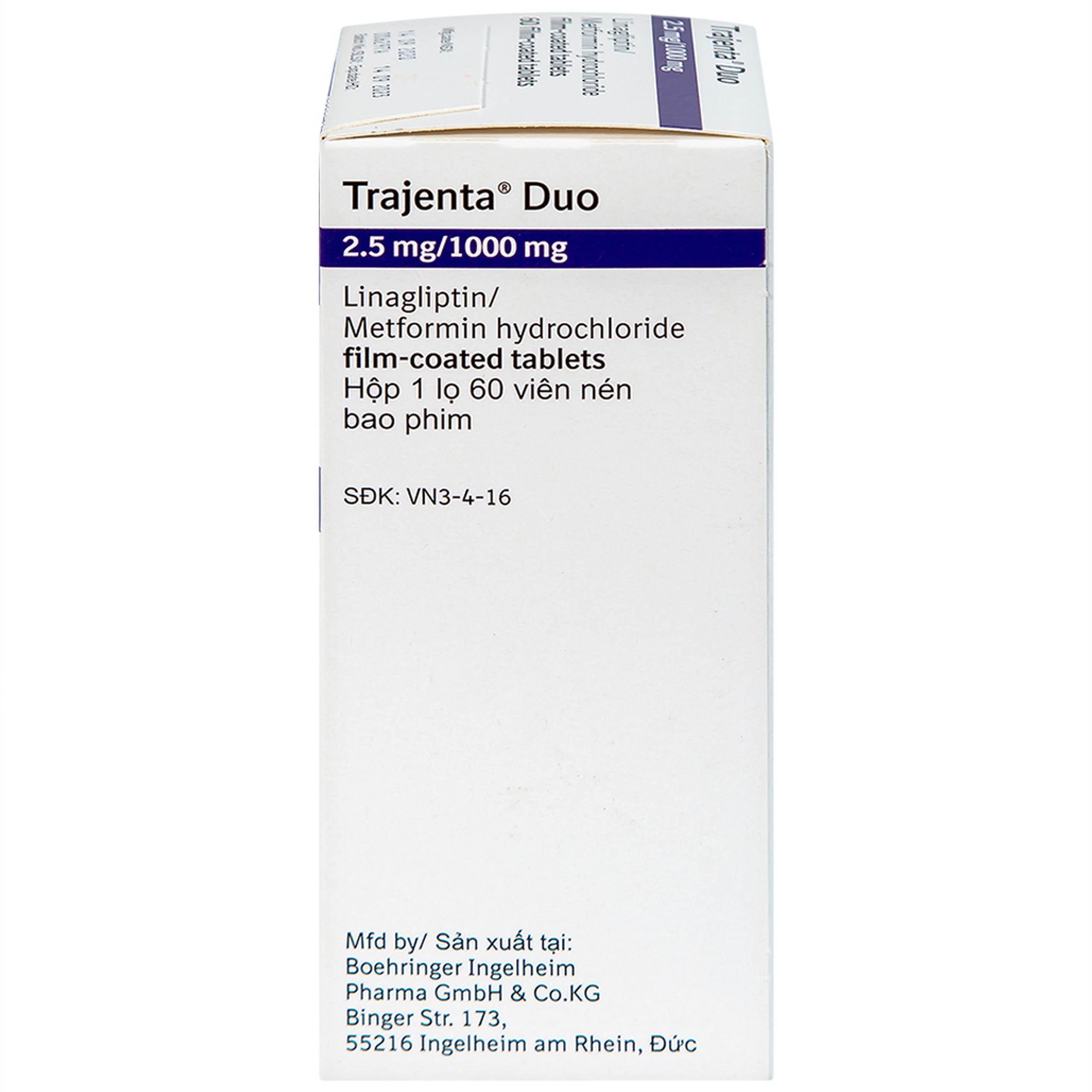 Thuốc Trajenta Duo 2.5mg/1000mg Boehringer điều trị đái tháo đường típ 2 (60 viên)