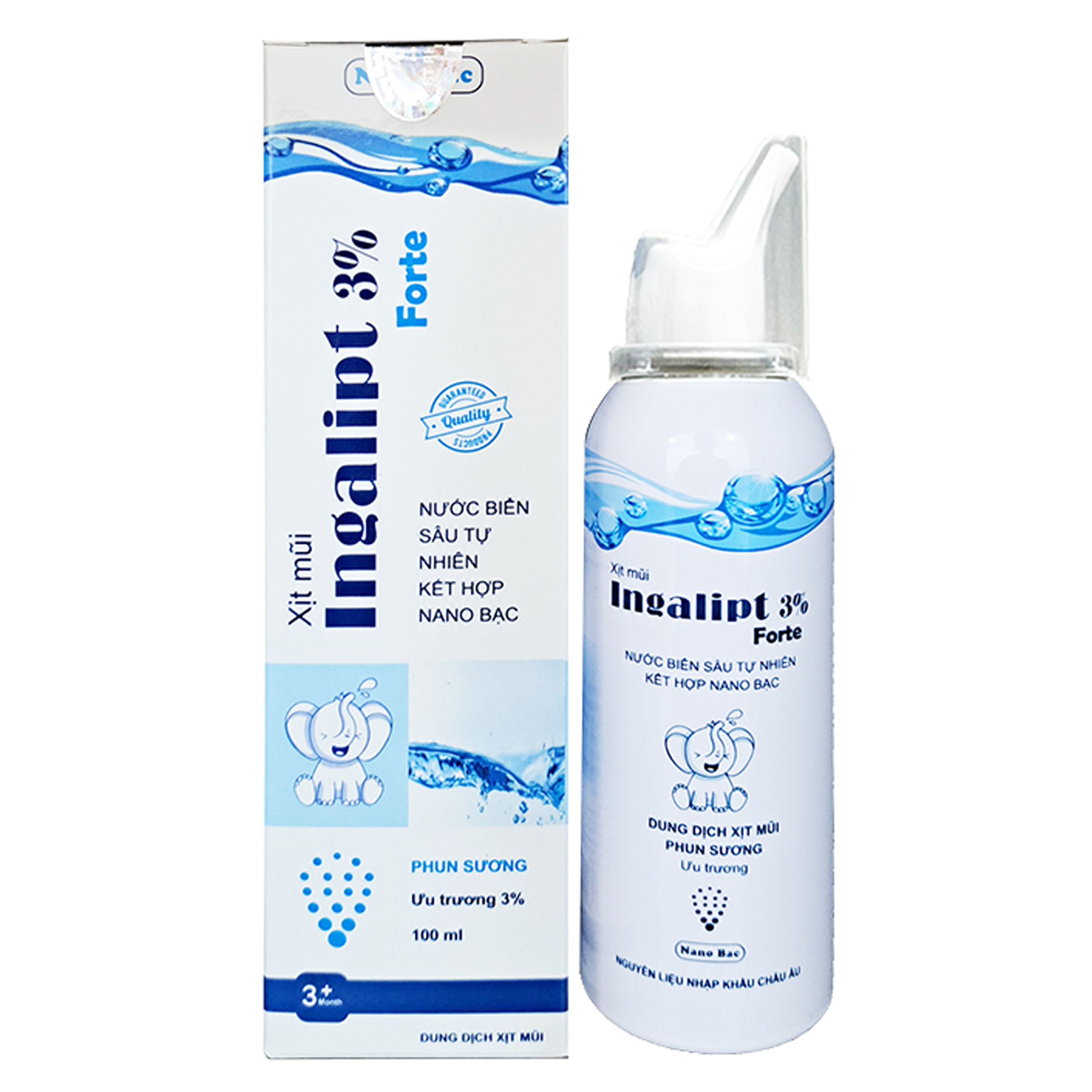 Xịt mũi muối ưu trương Ingalipt 3% Forte 100ml giúp ngăn ngừa ngẹt mũi, sung huyết mũi cho trẻ em từ 3 tháng tuổi