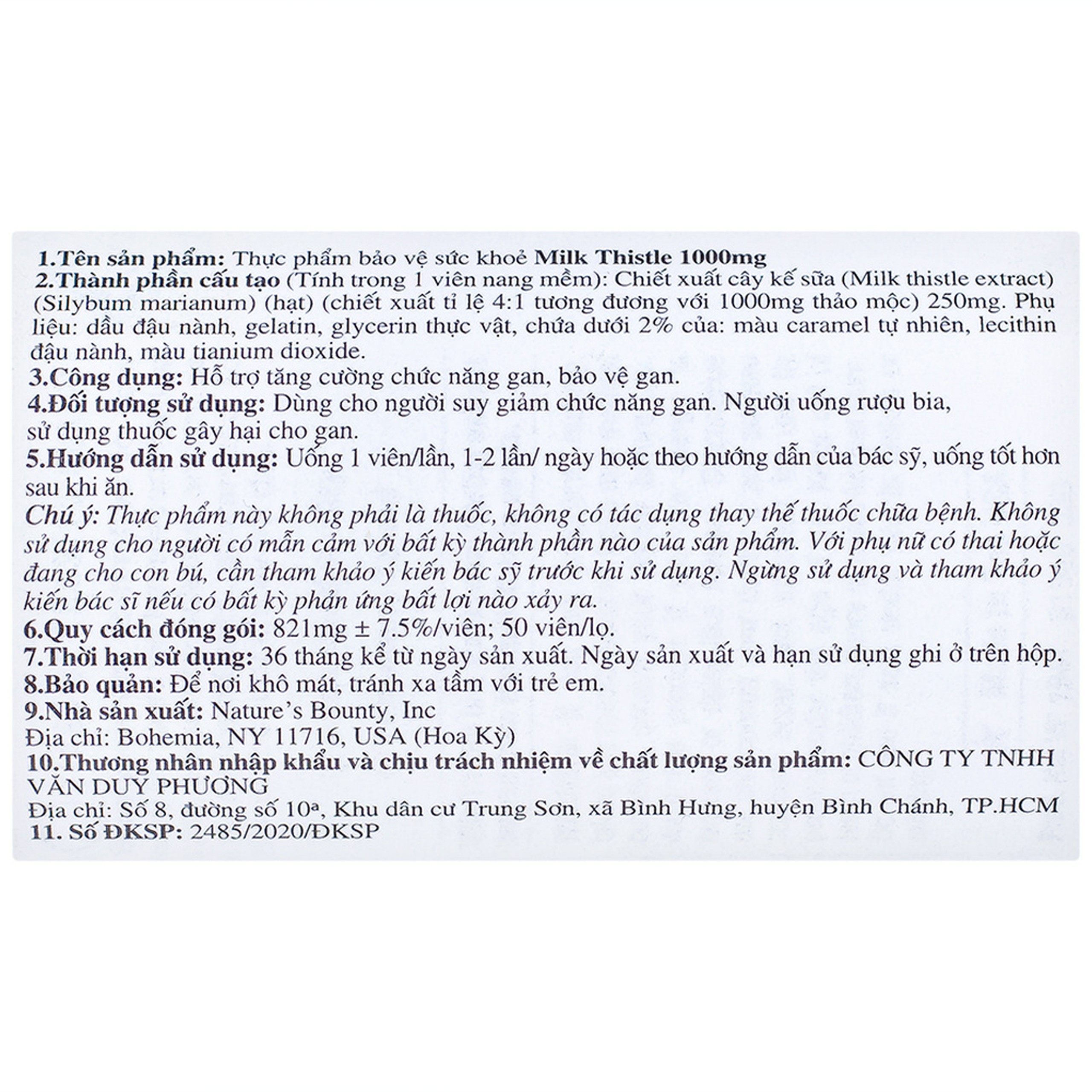 Viên uống Milk Thistle Nature's Bounty hỗ trợ tăng cường chức năng gan, bảo vệ gan (50 viên)