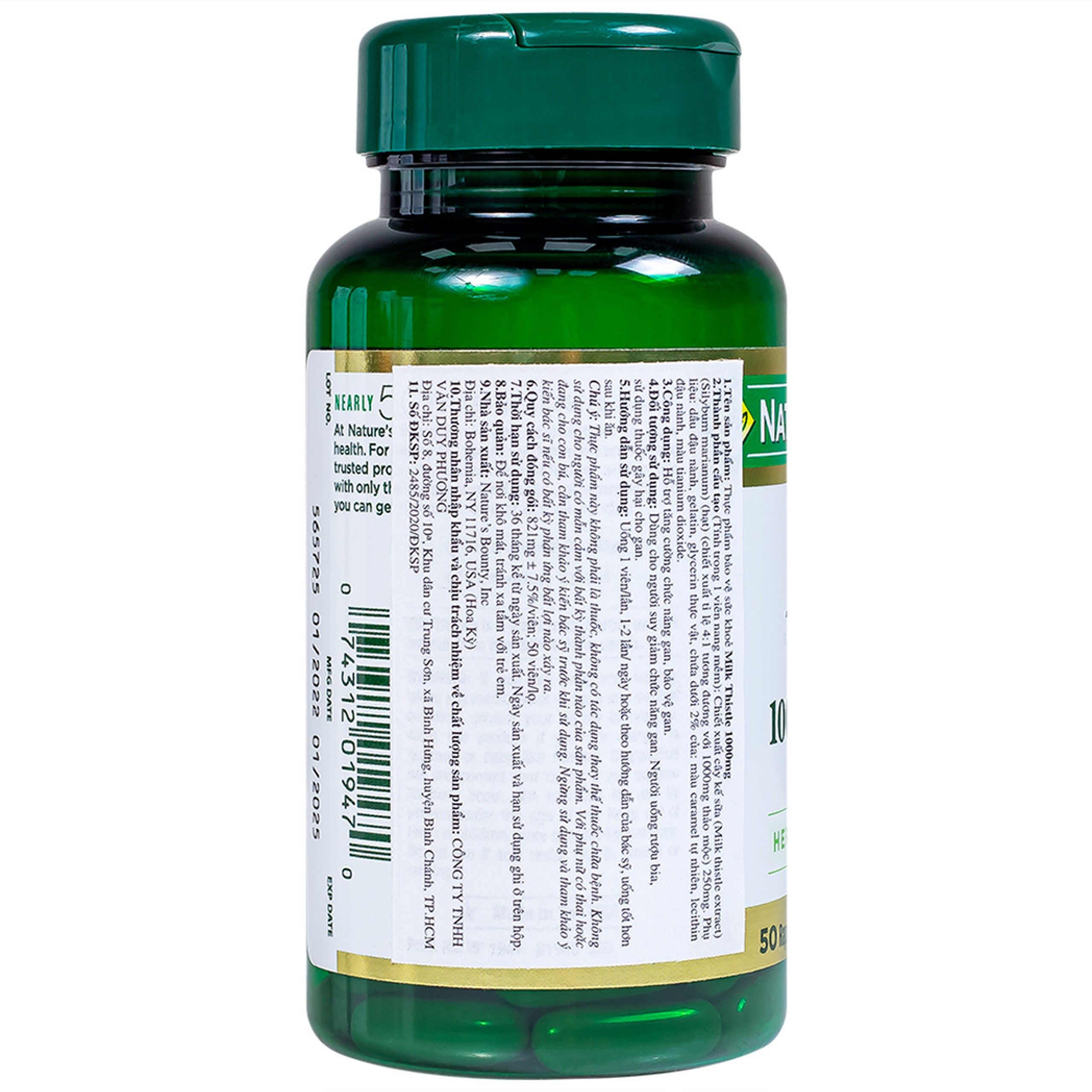 Viên uống Milk Thistle Nature's Bounty hỗ trợ tăng cường chức năng gan, bảo vệ gan (50 viên)