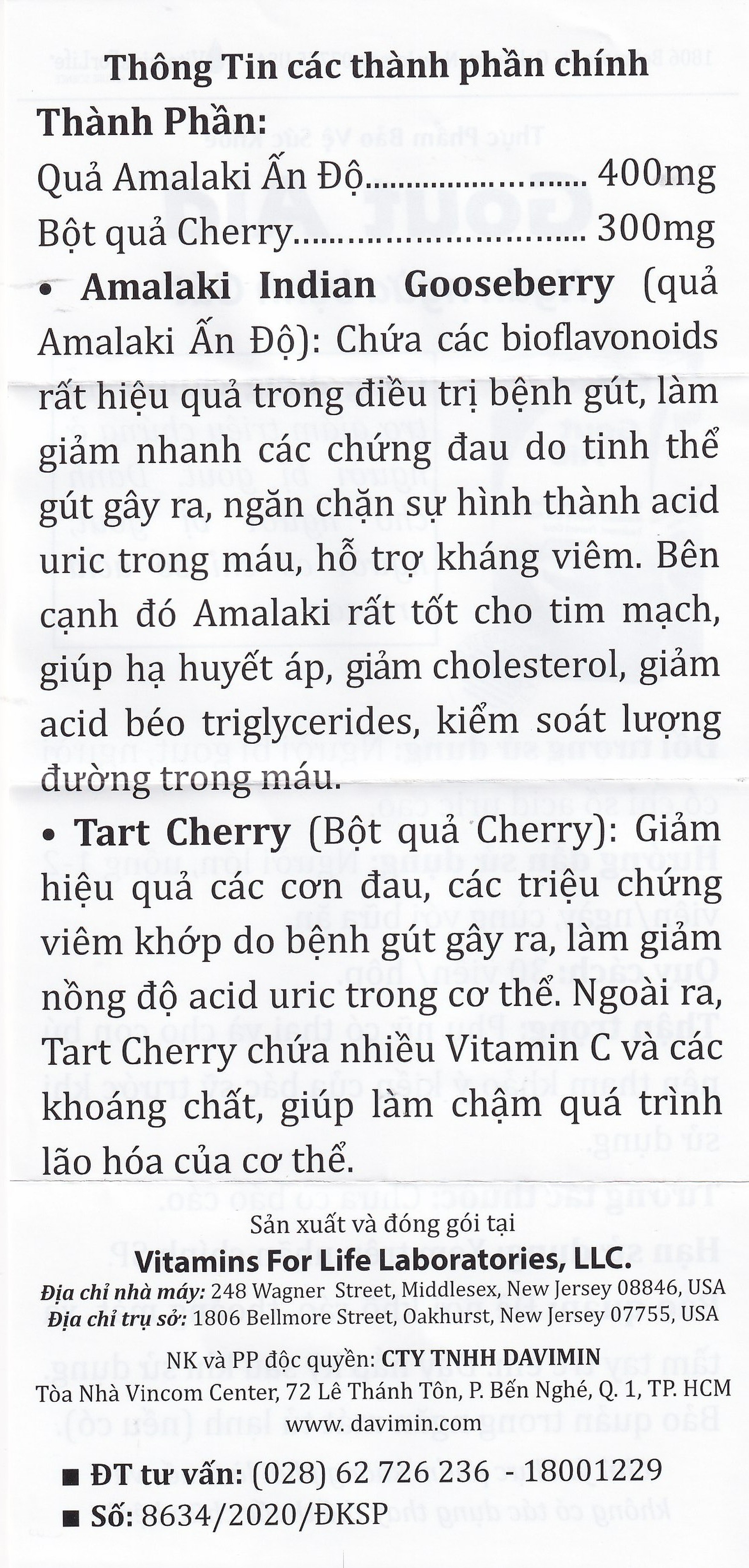 Viên uống hỗ trợ giảm đau cho người bị gout Gout Aid Vitamins For Life (30 viên)