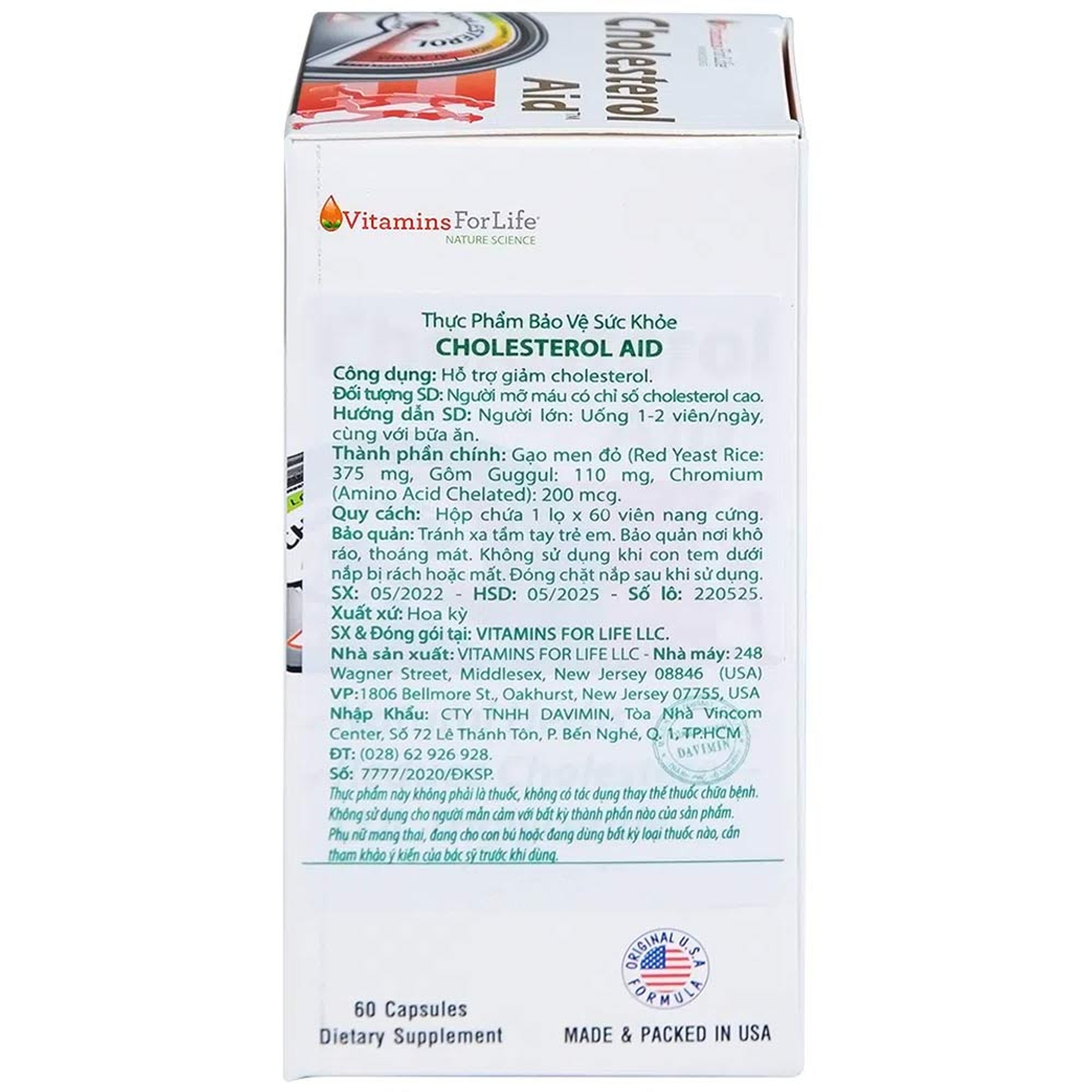 Viên uống hỗ trợ giảm cholesterol Cholesterol Aid Vitamins For Life (60 viên)