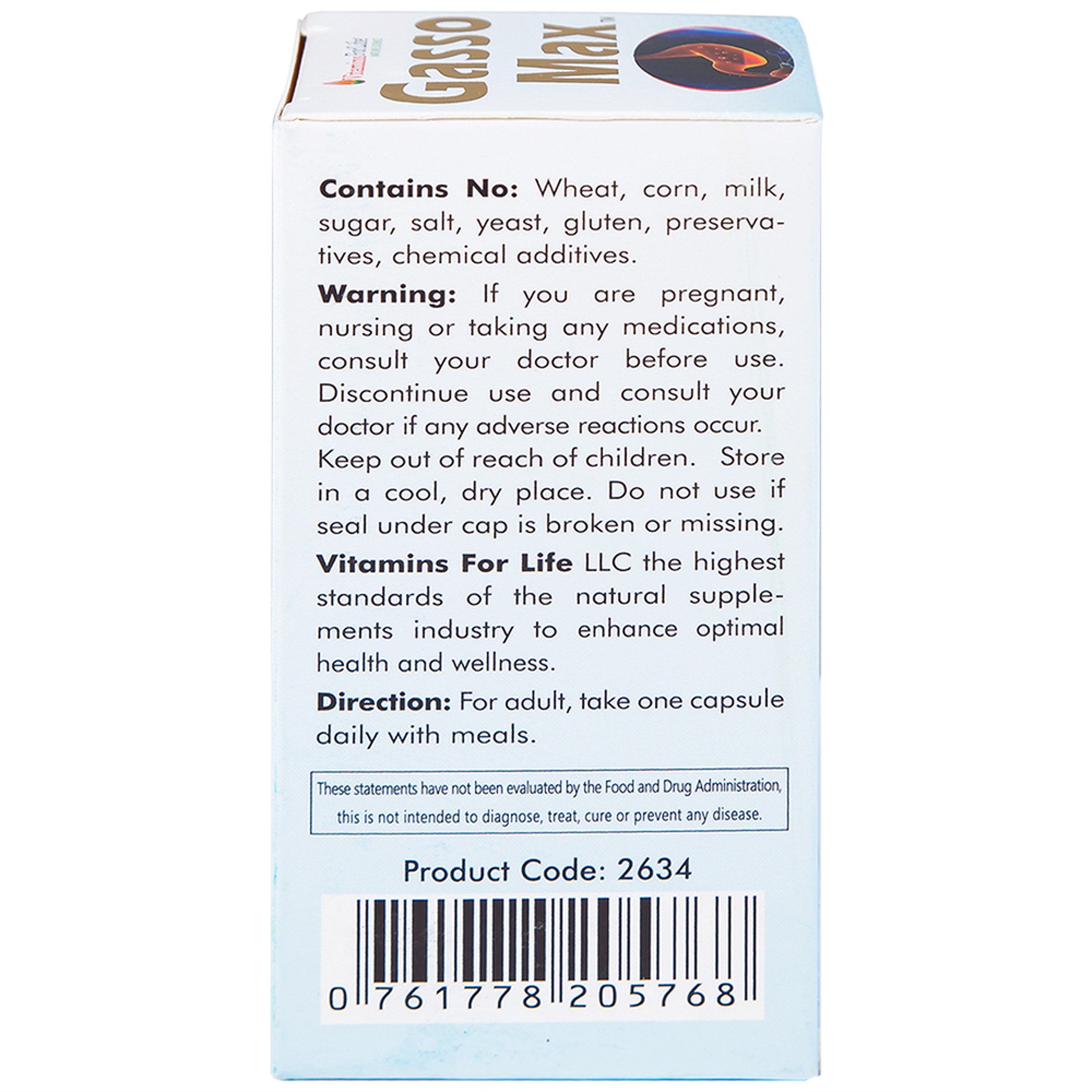 Viên uống bổ sung enzyme và các thảo mộc hỗ trợ tiêu hóa tốt Gasso Max Vitamins For Life (30 viên)