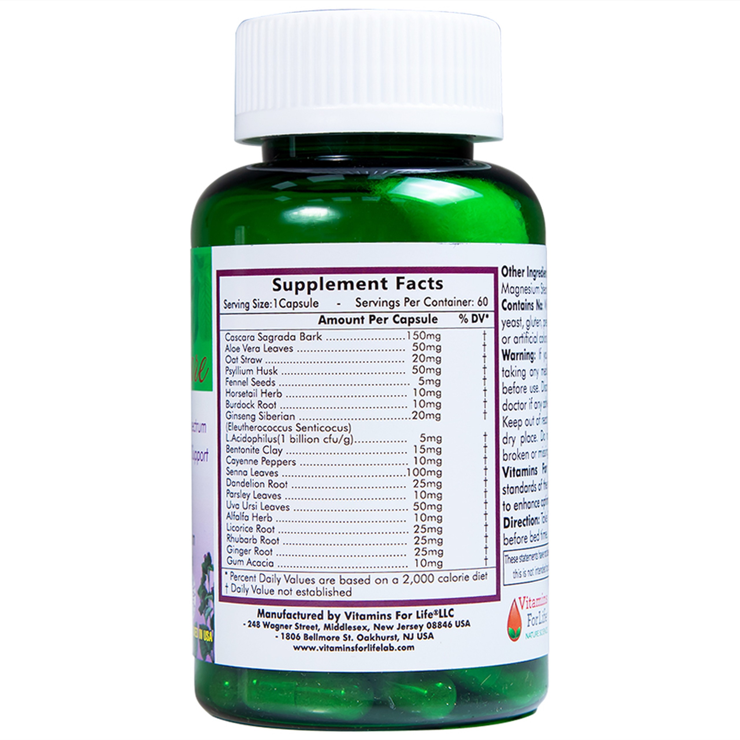 Viên uống Colon Care Vitamins For Life giúp nhuận tràng, giảm táo bón (60 viên)