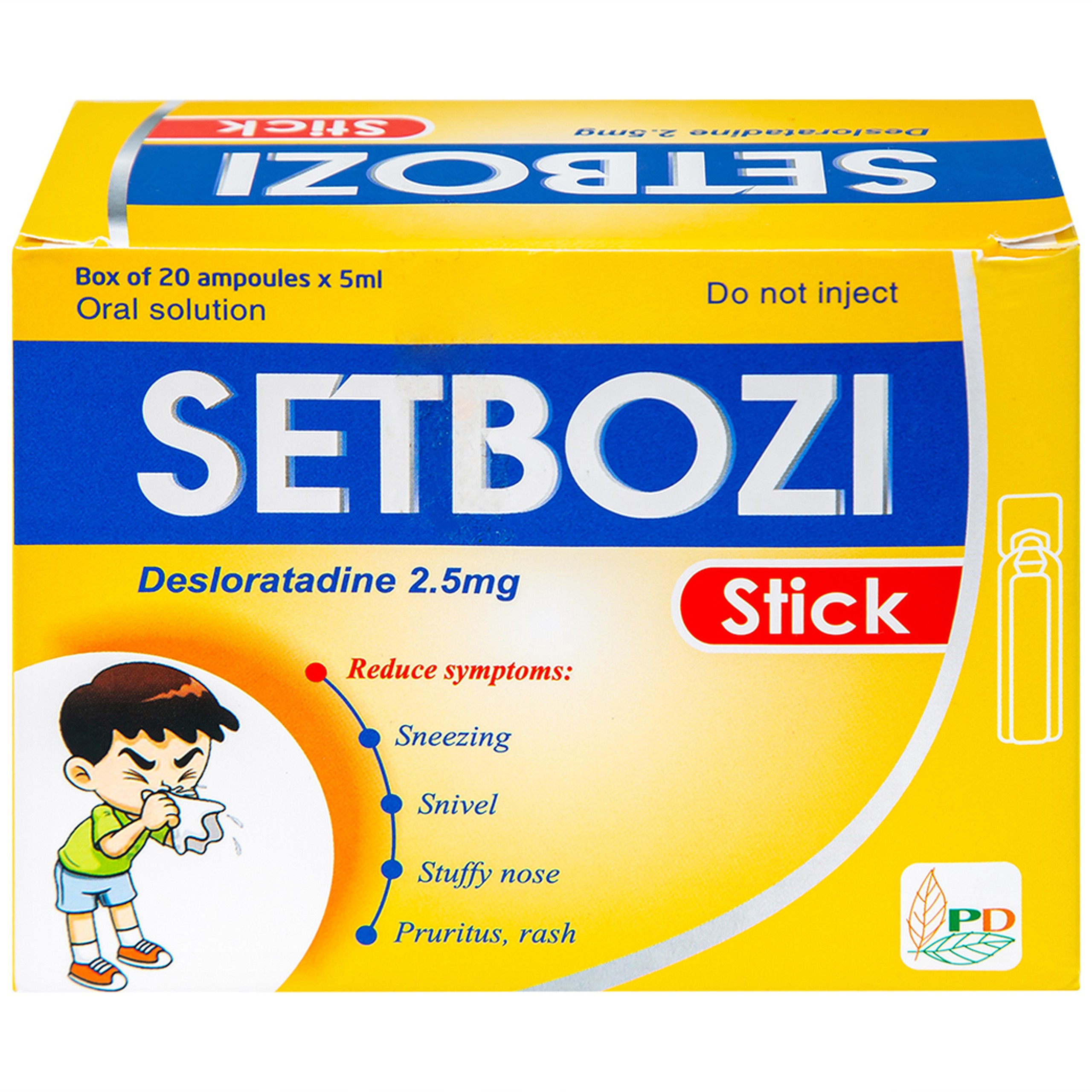 Dung dịch Setbozi Stick giảm các triệu chứng hắt hơi, sổ mũi (20 ống x 5ml) 