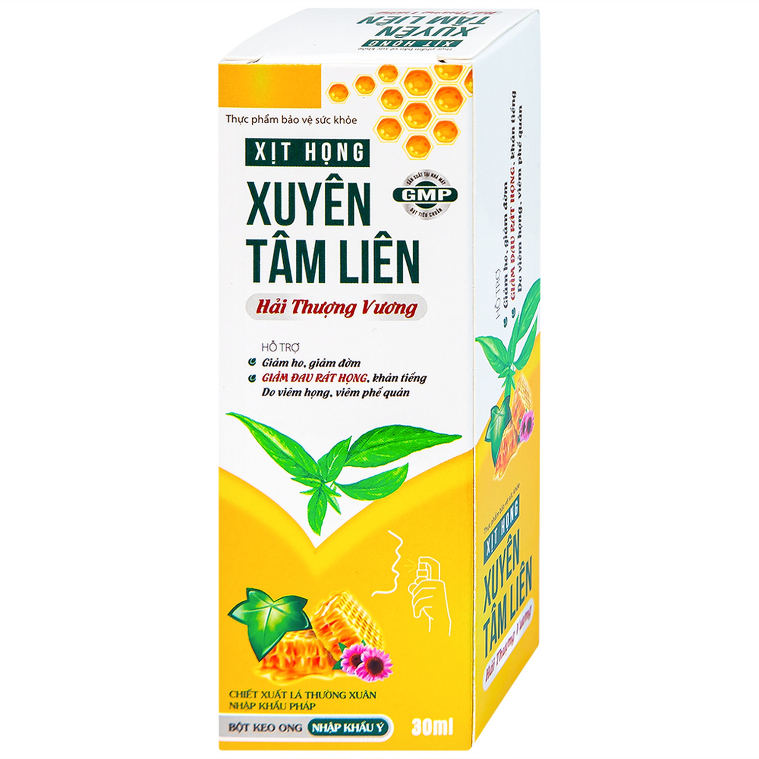 Chai xịt họng hỗ trợ giảm ho, giảm đờm, giảm đau rát họng Xuyên Tâm Liên Hải Thượng Vương (30ml)