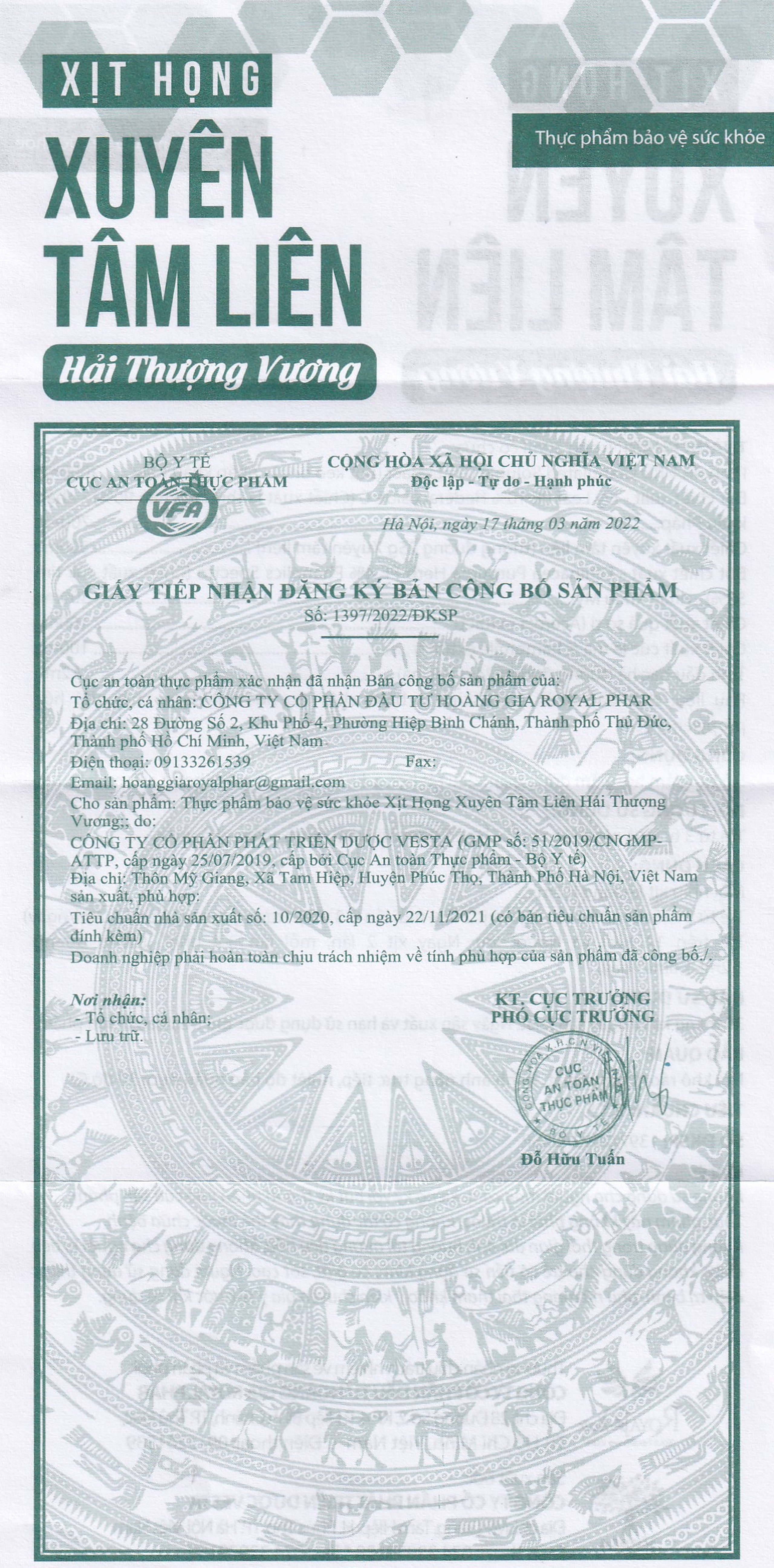 Chai xịt họng hỗ trợ giảm ho, giảm đờm, giảm đau rát họng Xuyên Tâm Liên Hải Thượng Vương (30ml)