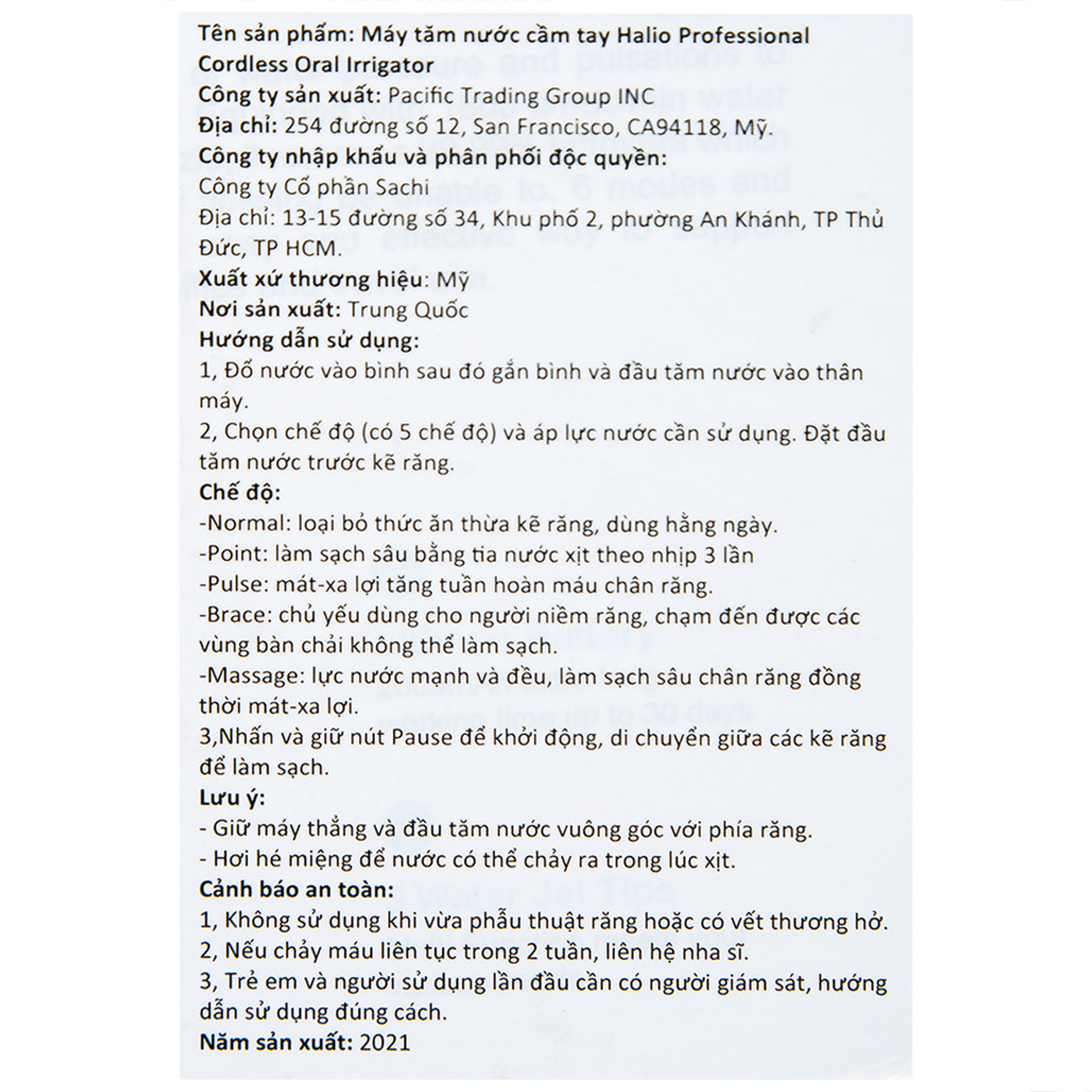 Máy tăm nước 6 chế độ Halio Professional Cordless Oral Irrigator