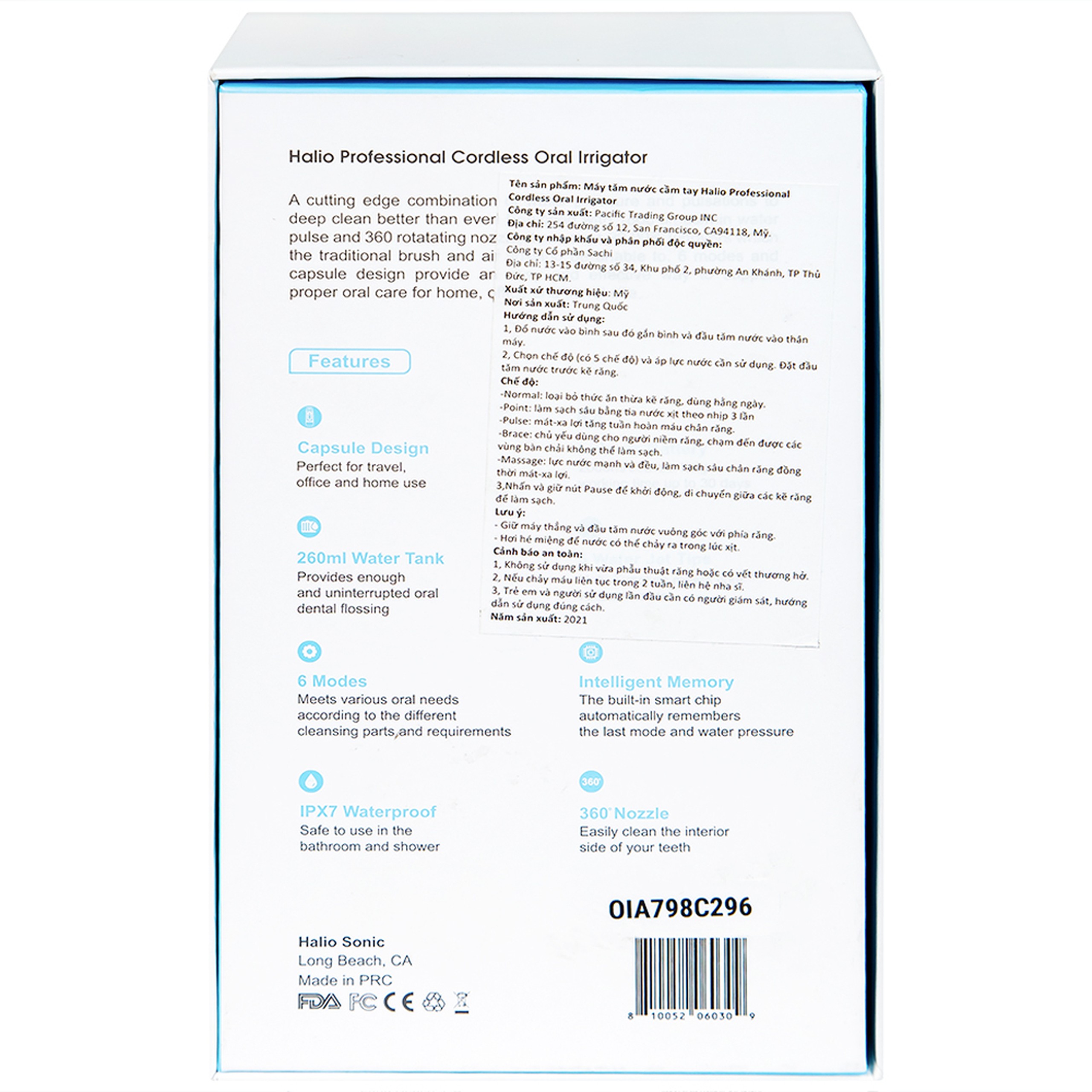 Máy tăm nước 6 chế độ Halio Professional Cordless Oral Irrigator