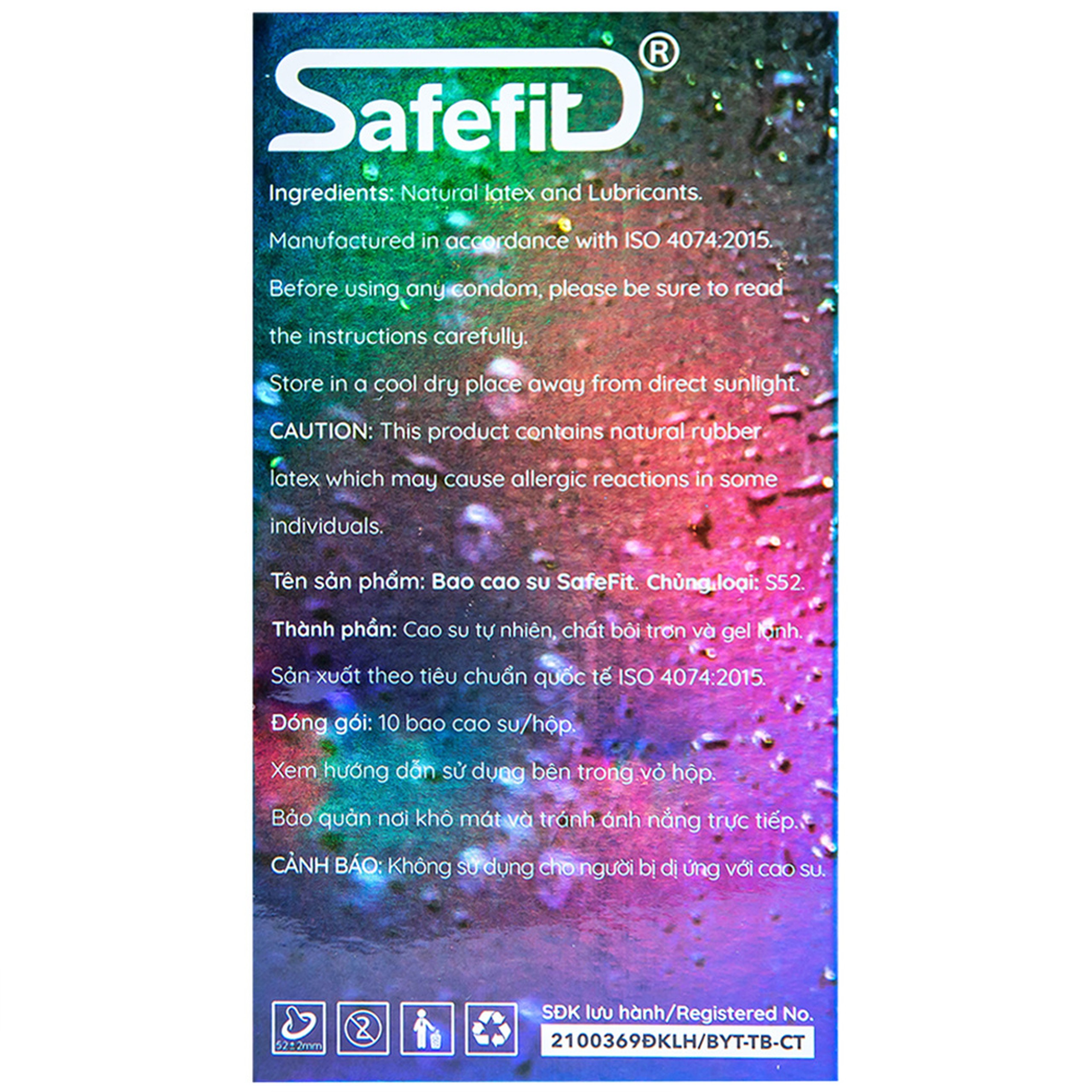 Bao cao su Safefit Freezer Max S52 chứa nhiều gel làm mát, kéo dài thời gian (10 cái)